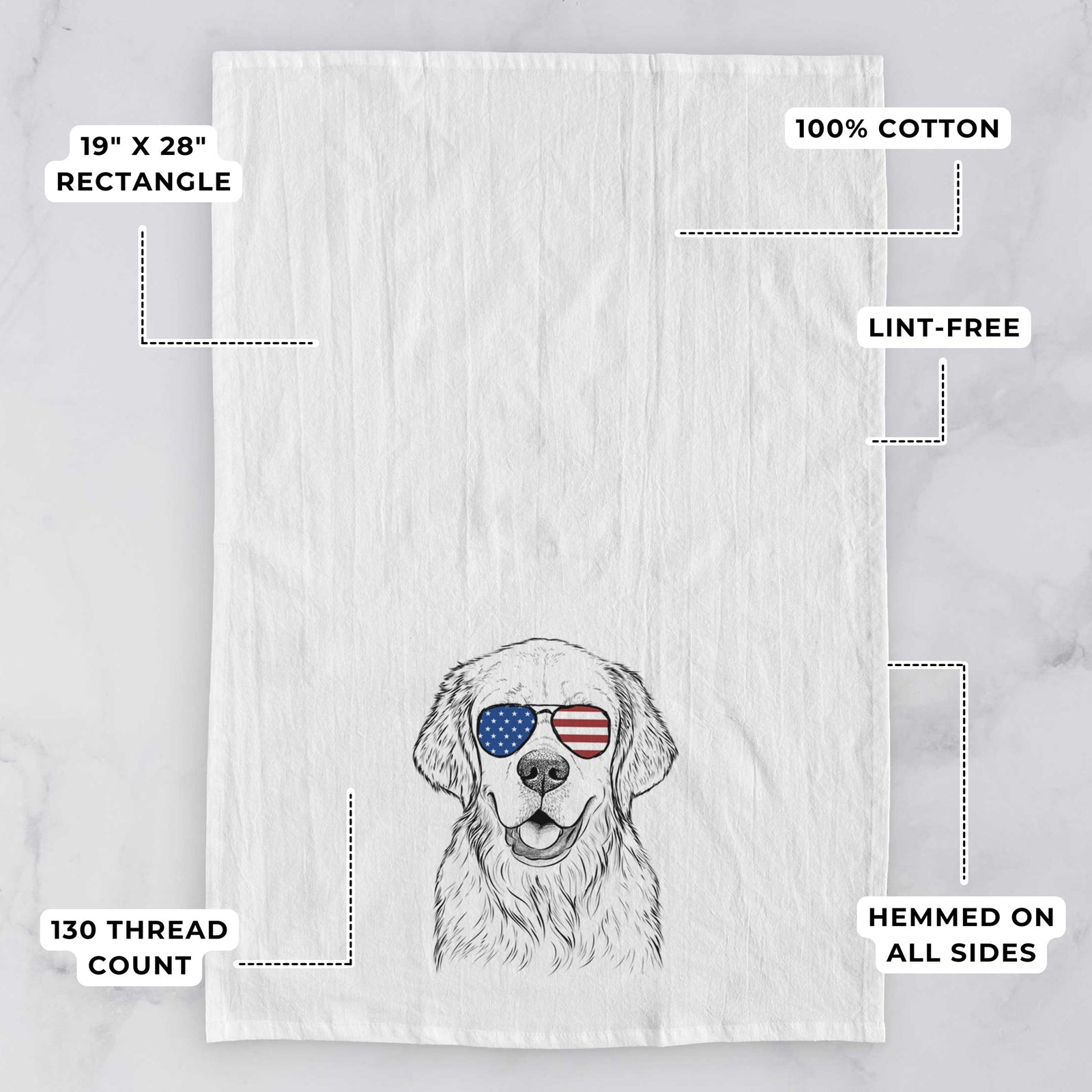 Emma the Golden Retriever Tea Towel