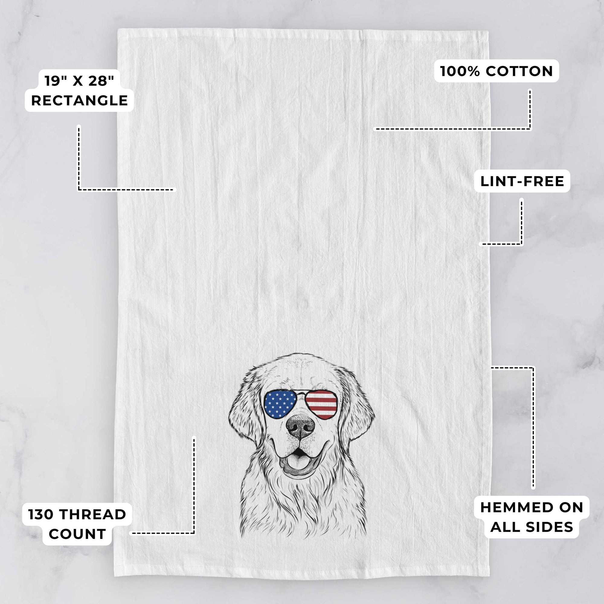 Emma the Golden Retriever Tea Towel