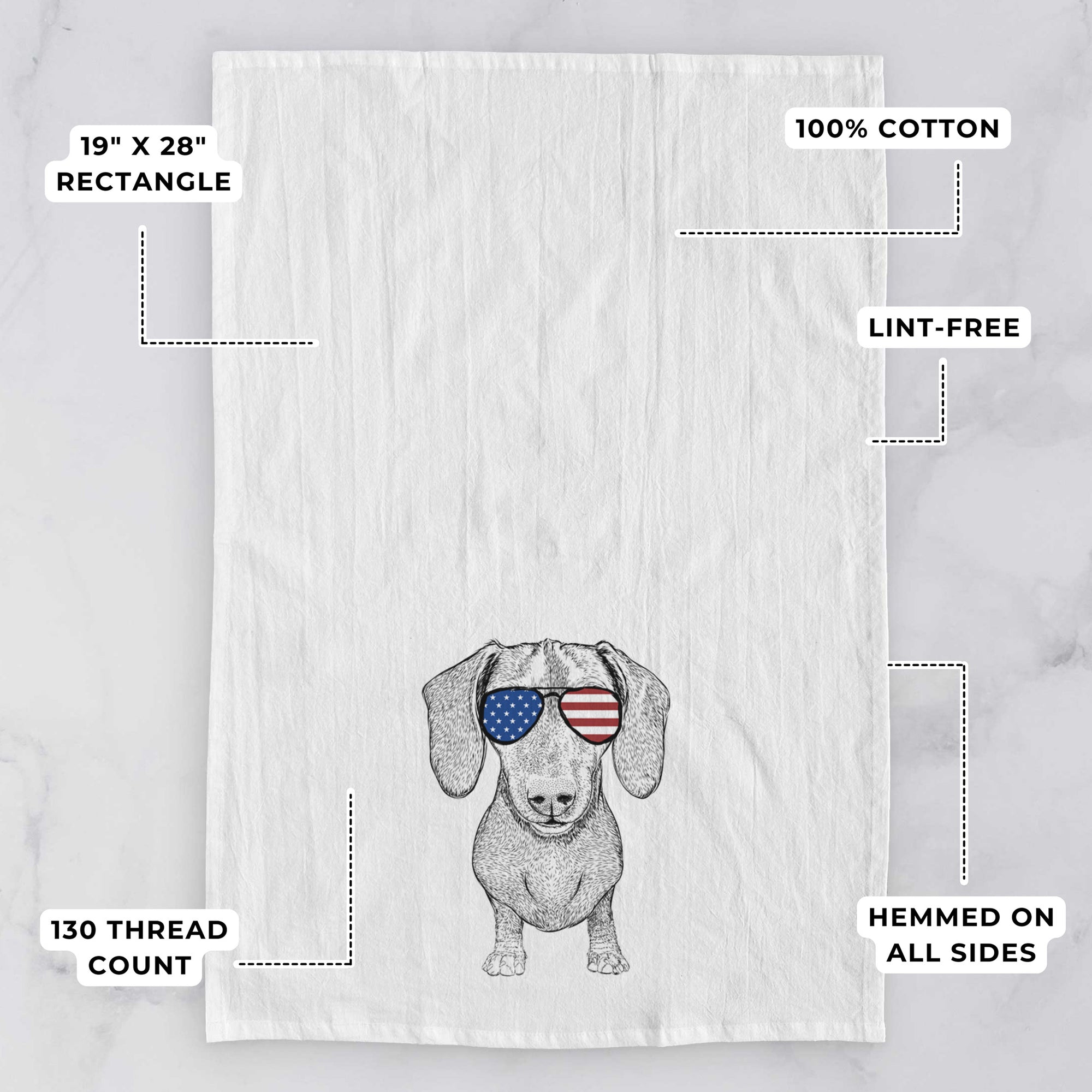 Ernie the Mini Dachshund Tea Towel