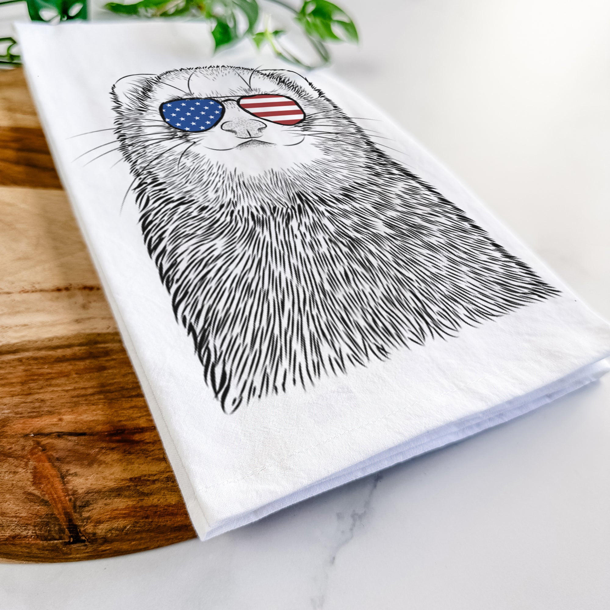 Fig the Ferret Tea Towel