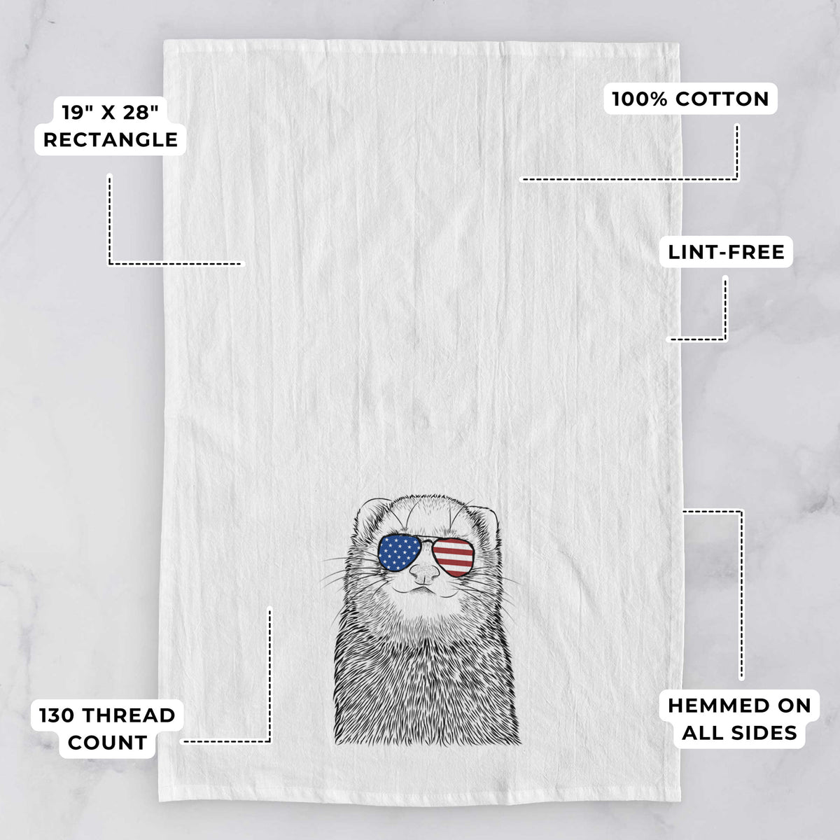 Fig the Ferret Tea Towel