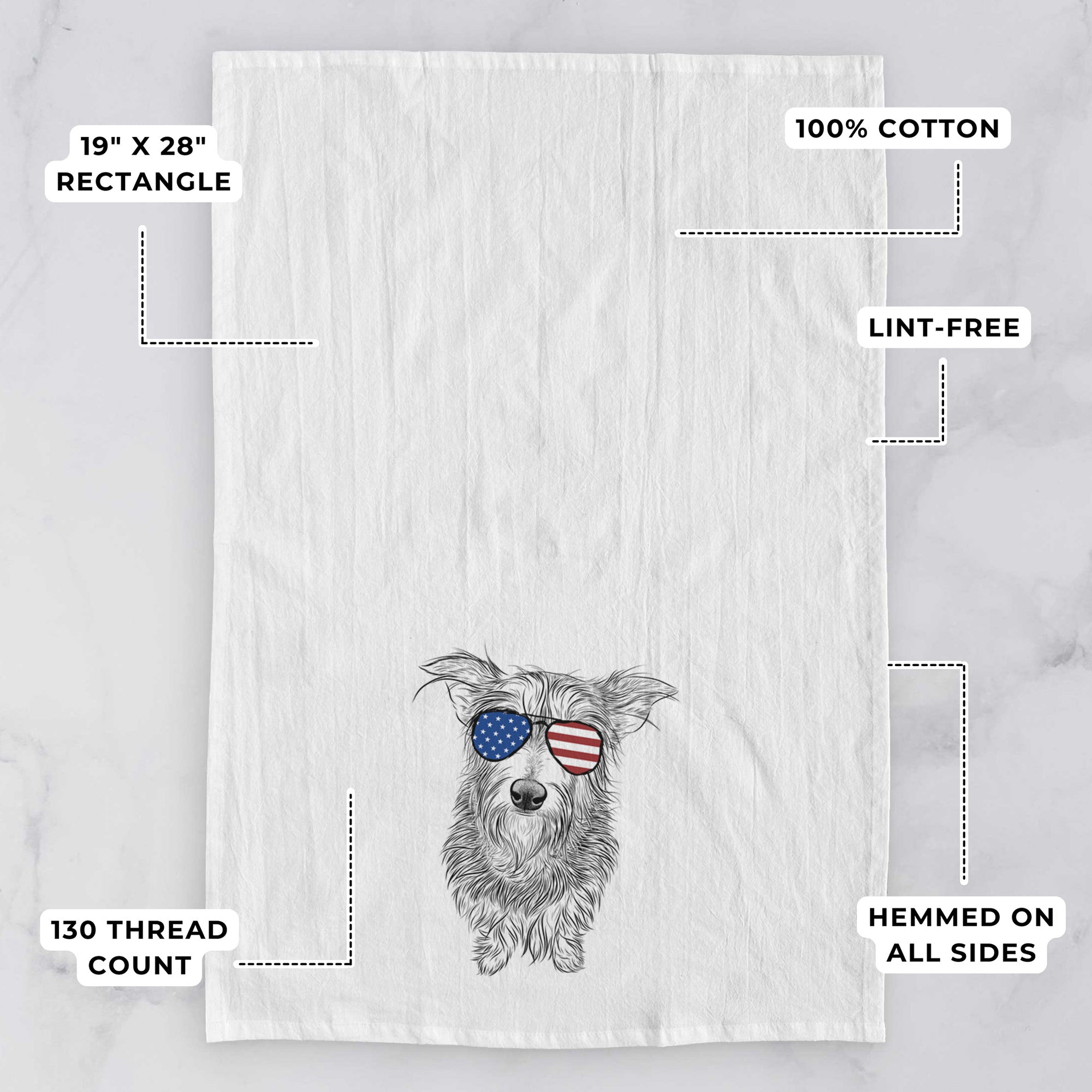 Frida Doggo the Rescue Terrier Mix Tea Towel