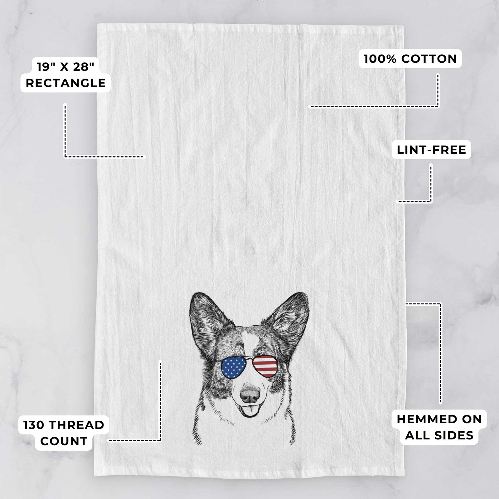 Gabby the Cardigan Welsh Corgi Tea Towel
