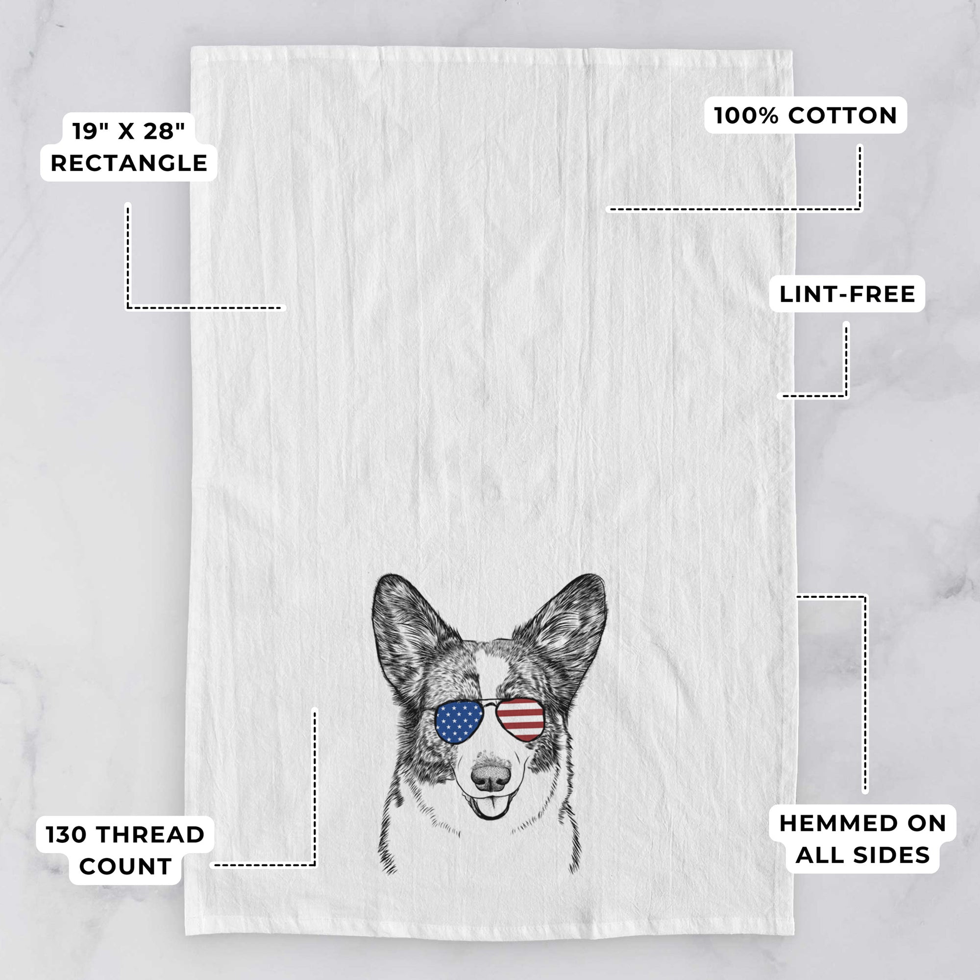 Gabby the Cardigan Welsh Corgi Tea Towel