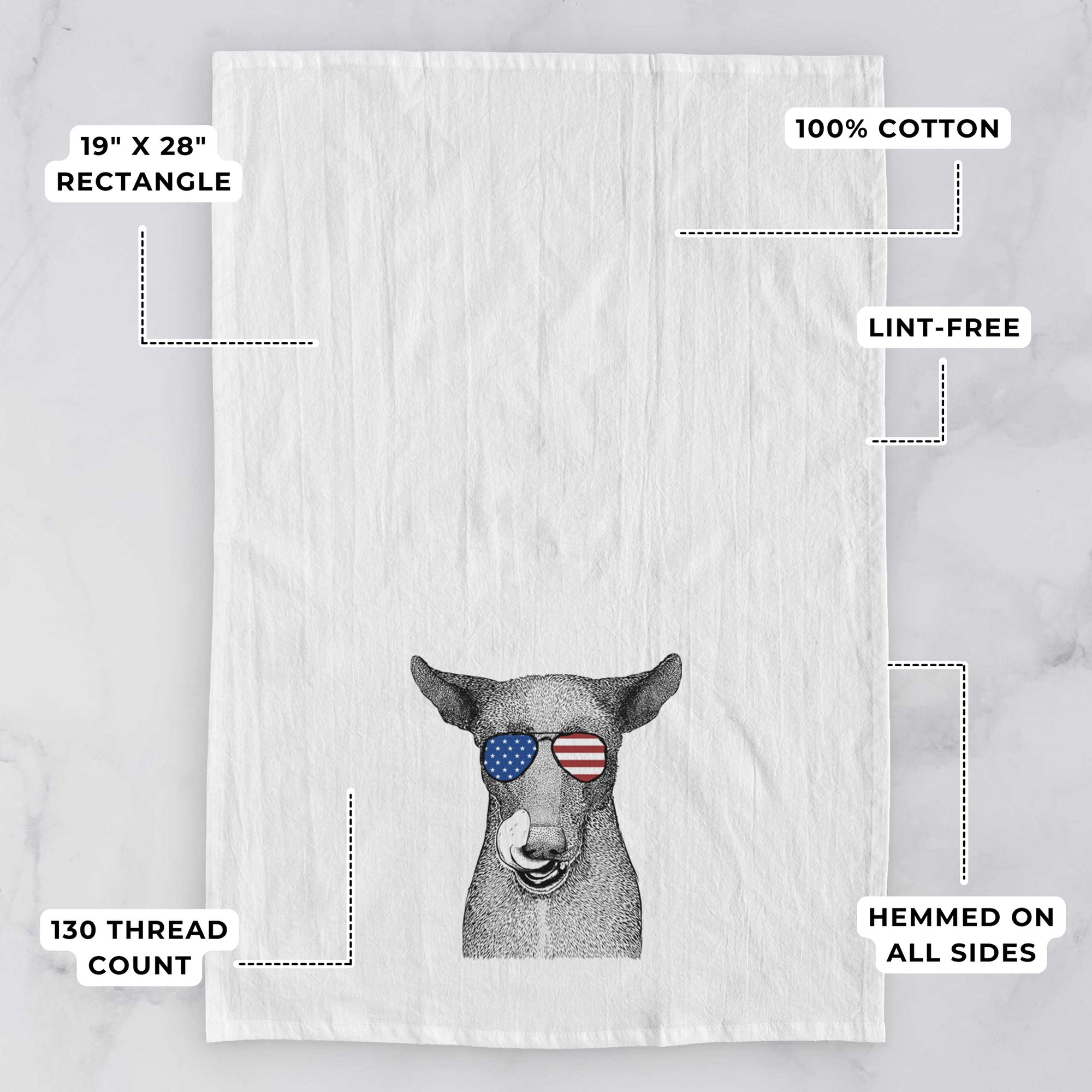 Gidget the Mexican Street Dog Tea Towel