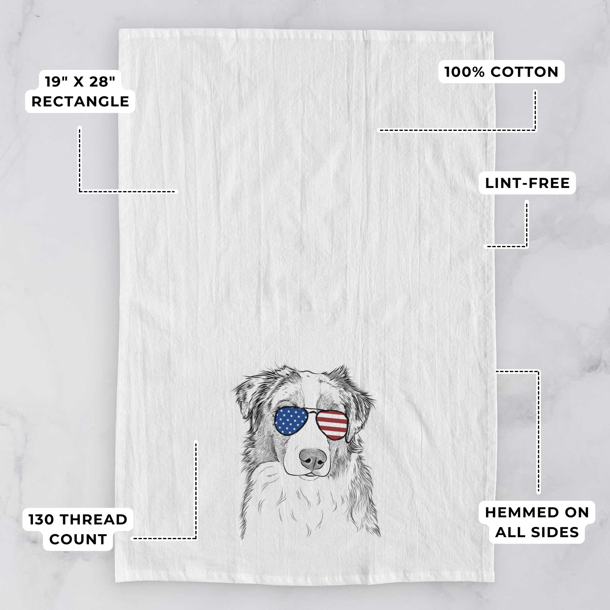 Ginger the Australian Shepherd Tea Towel