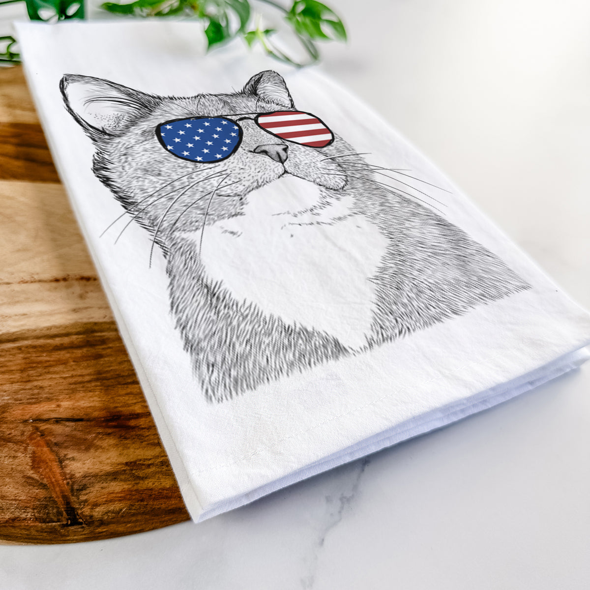 Gizmo the Grey Cat Tea Towel