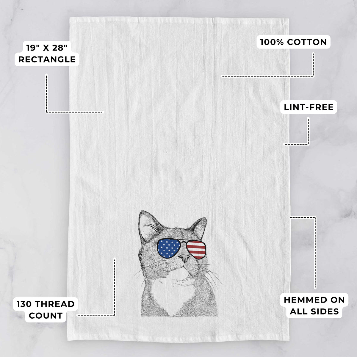 Gizmo the Grey Cat Tea Towel