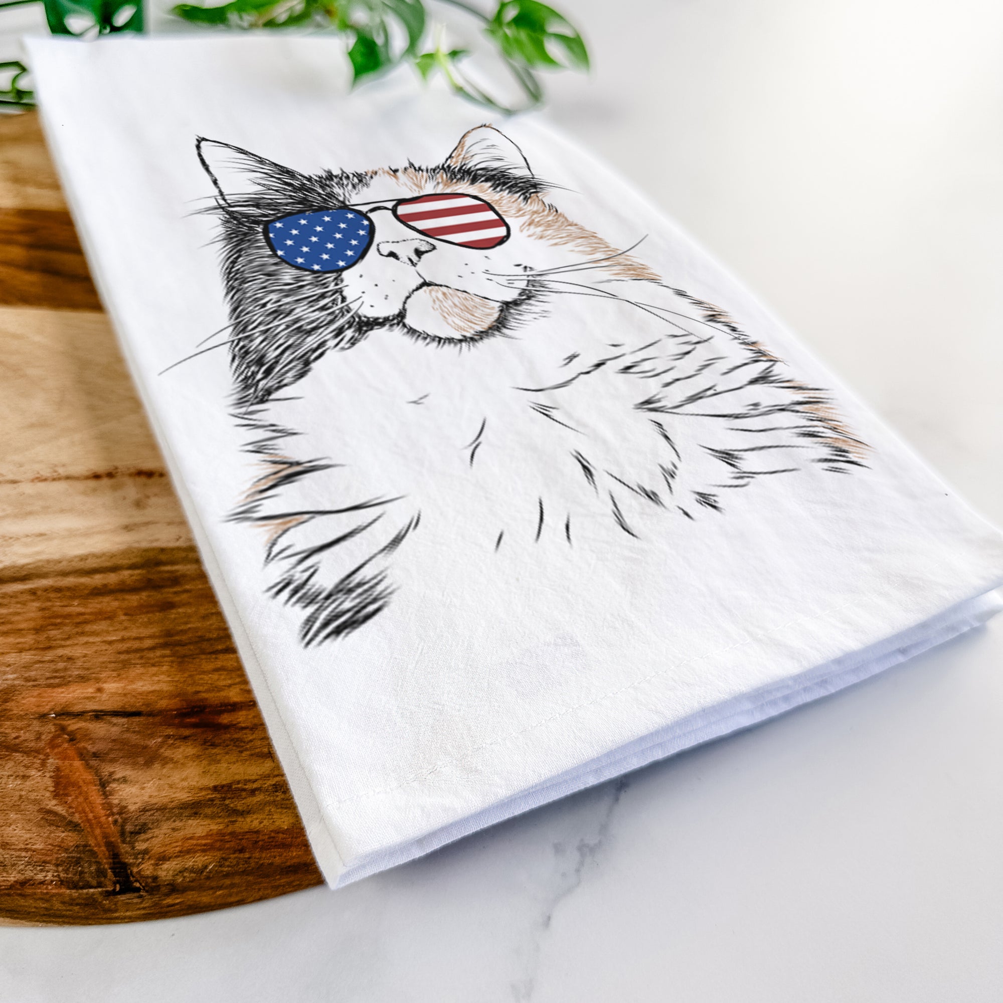 Greta the Calico Cat Tea Towel