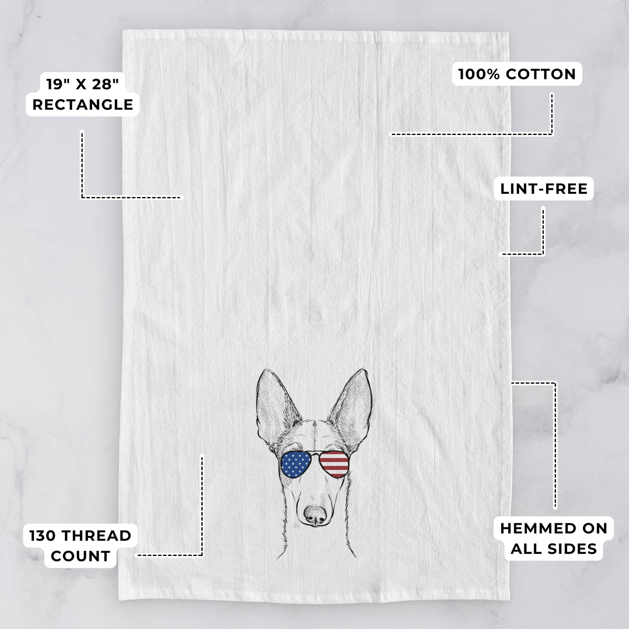 Halo the Ibizan Sight Hound Tea Towel