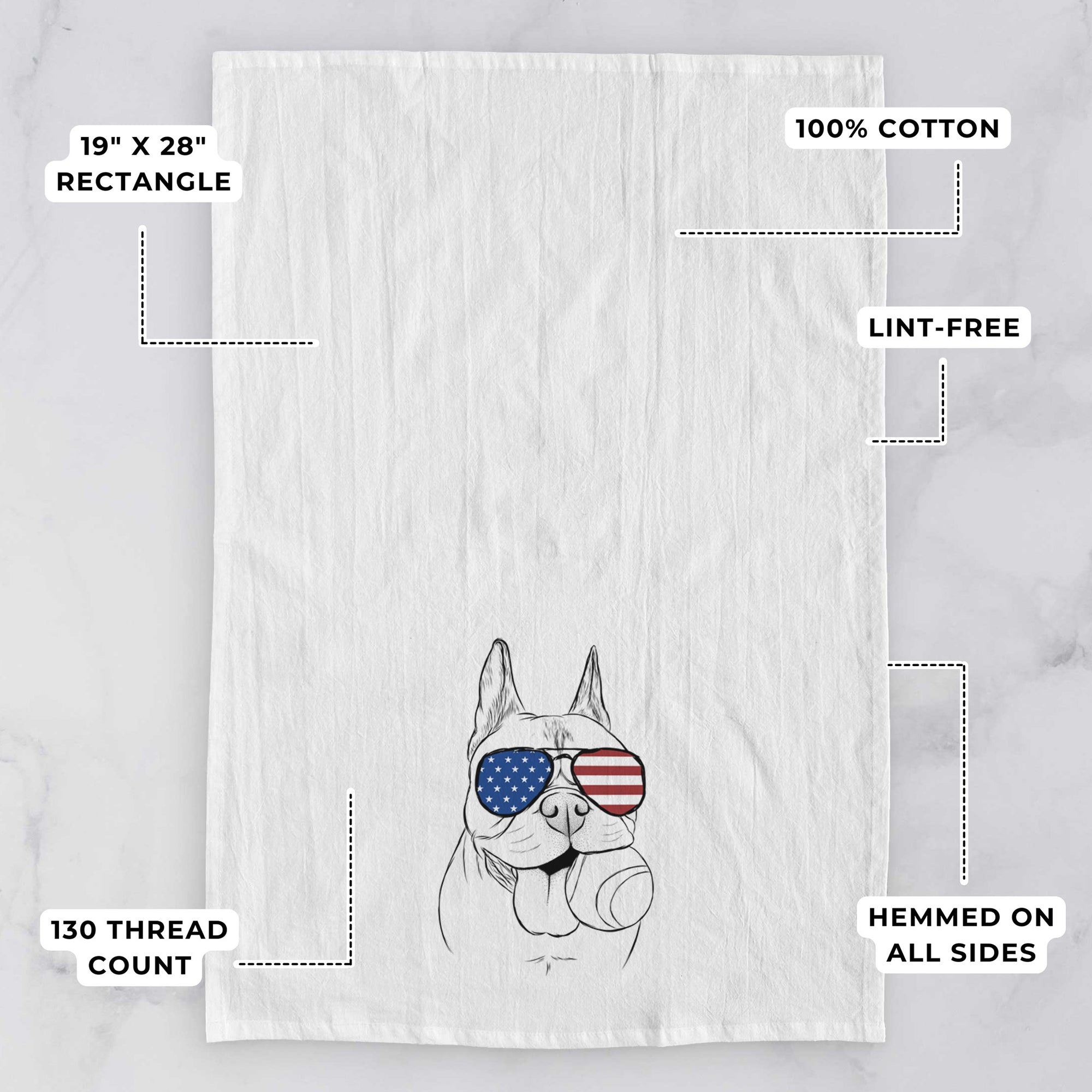 Happy Franco the French Bulldog Tea Towel