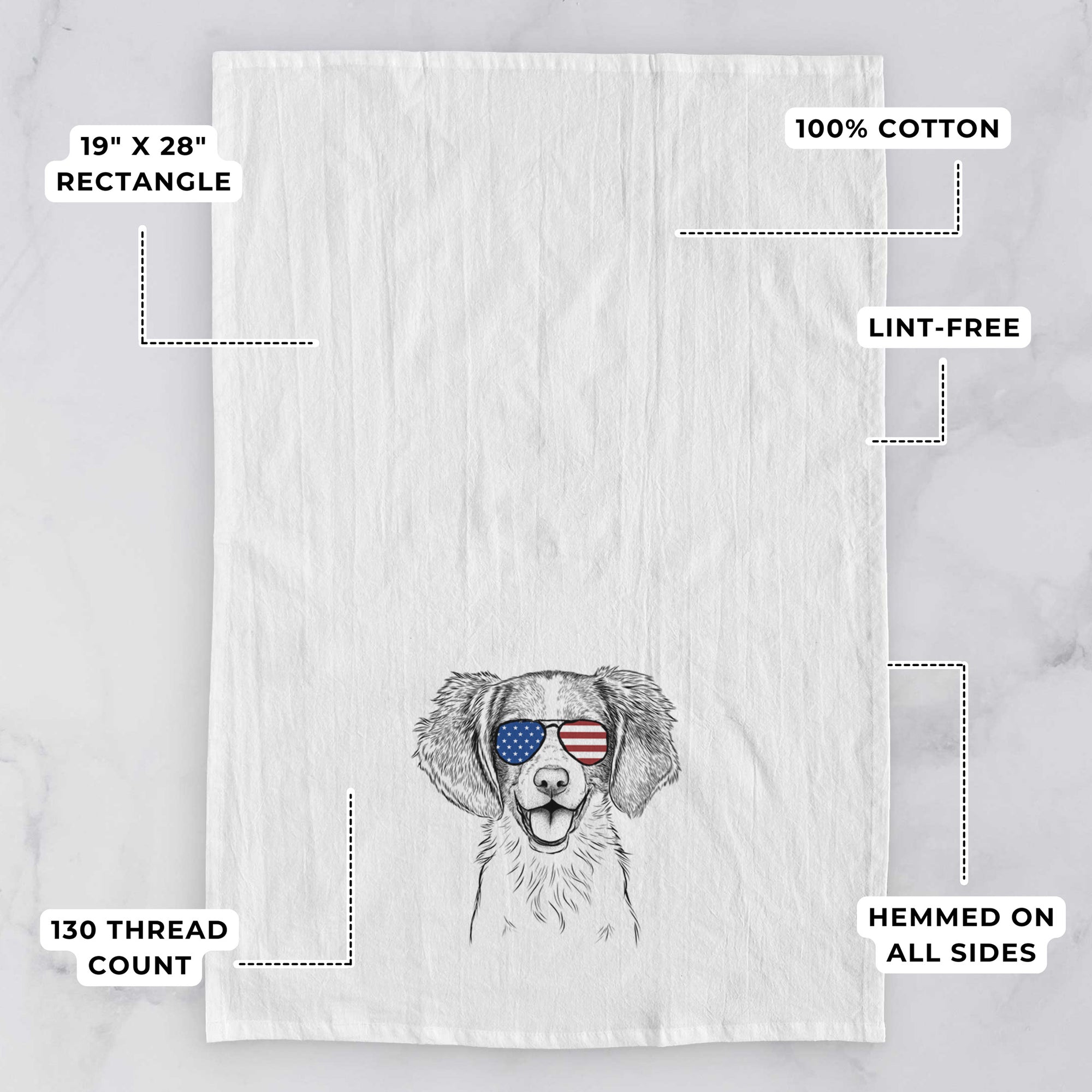 Happy Holly the Brittany Spaniel Tea Towel