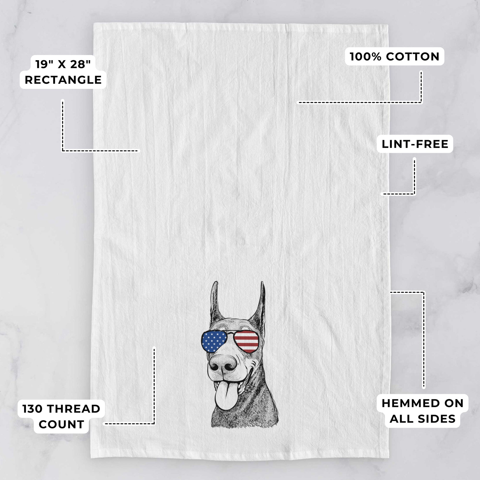 Happy Sunny the Doberman Pinscher Tea Towel