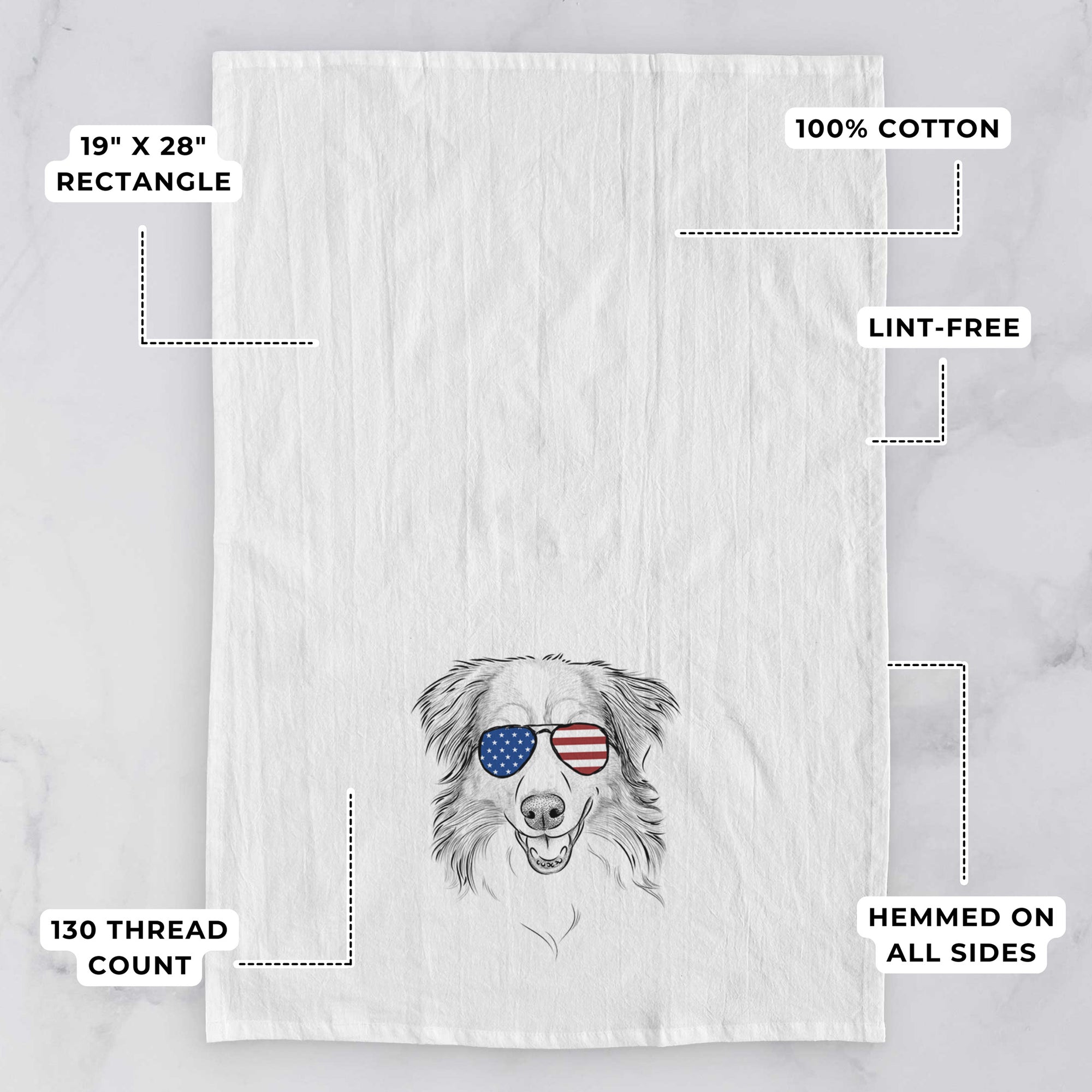 Hattie the Australian Shepherd Tea Towel