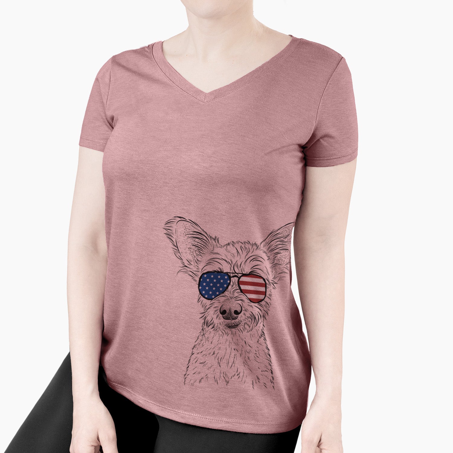 USA Heidi the Schnauzer Mix - Women's Perfect V-neck Shirt