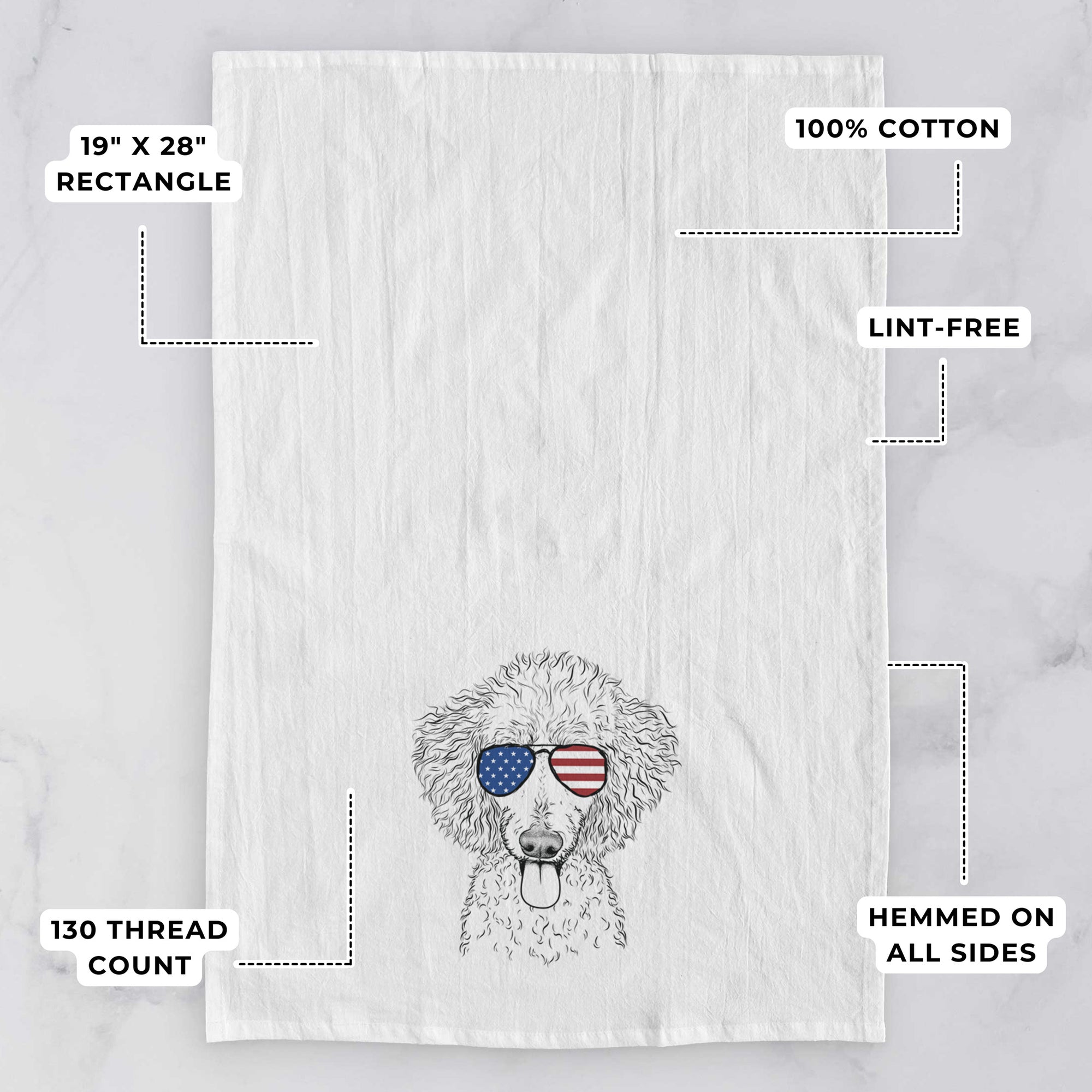 Henry the White Standard Poodle Tea Towel