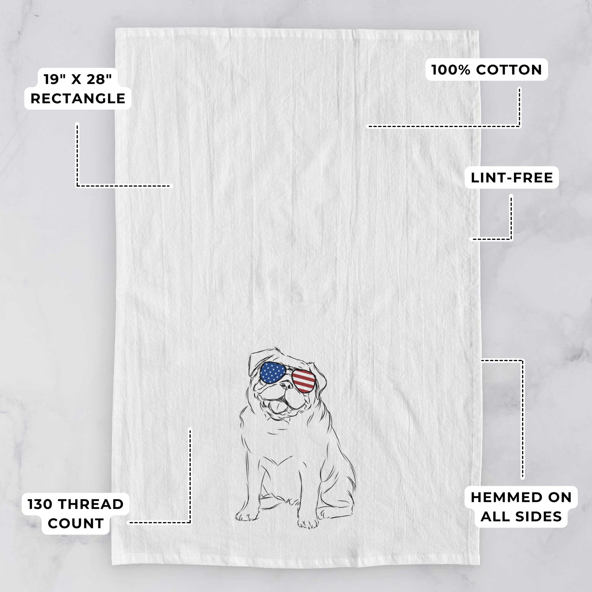 Higgins the Pug Tea Towel