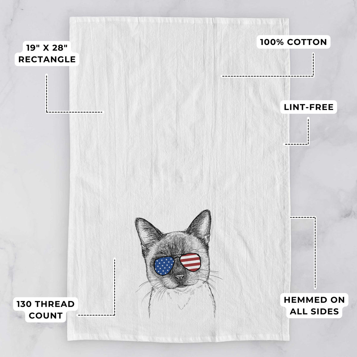 Hoggle the Siamese Cat Tea Towel