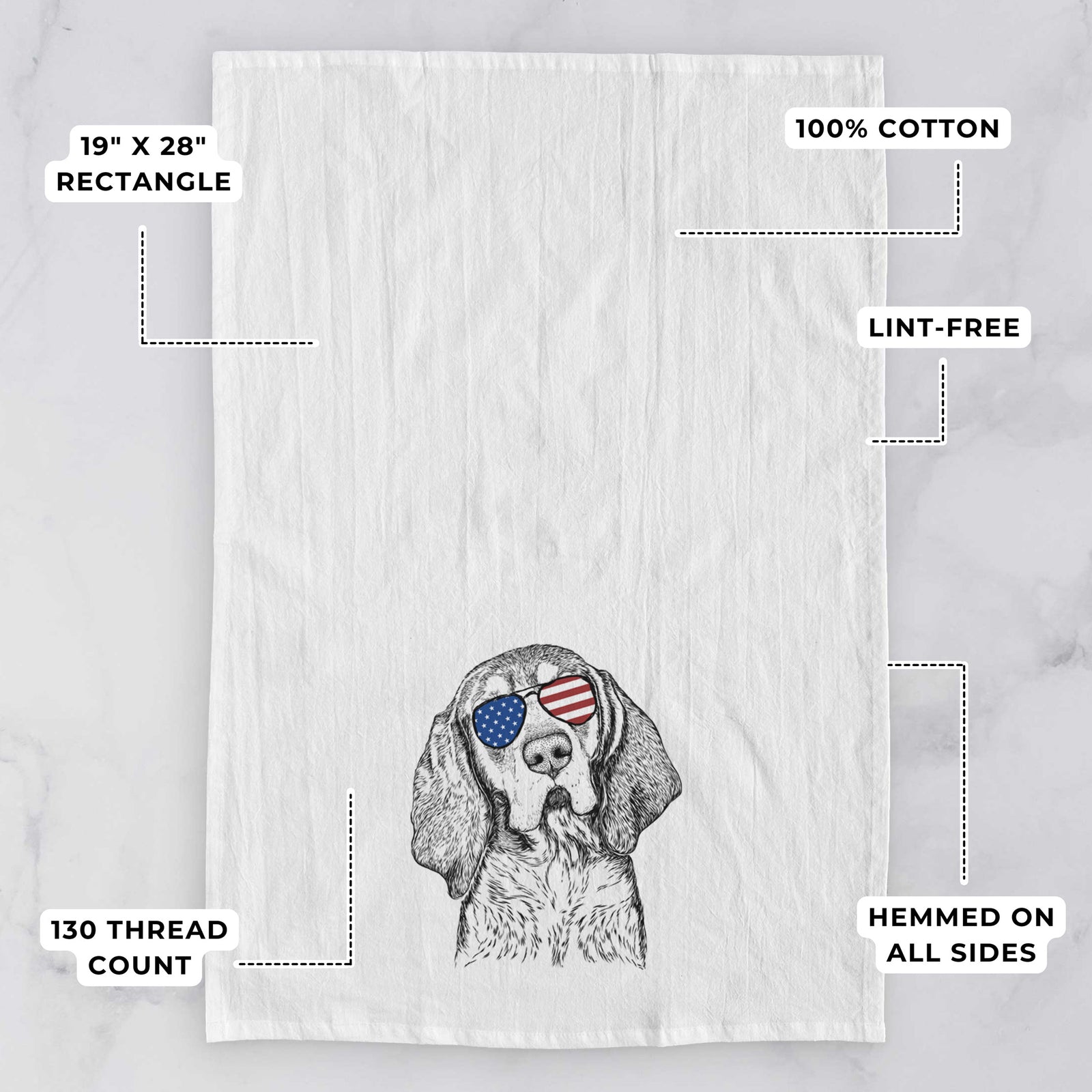 Huck the Bluetick Coonhound Tea Towel