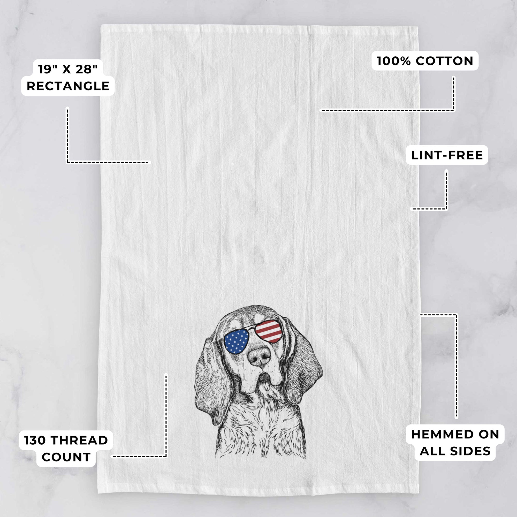 Huck the Bluetick Coonhound Tea Towel