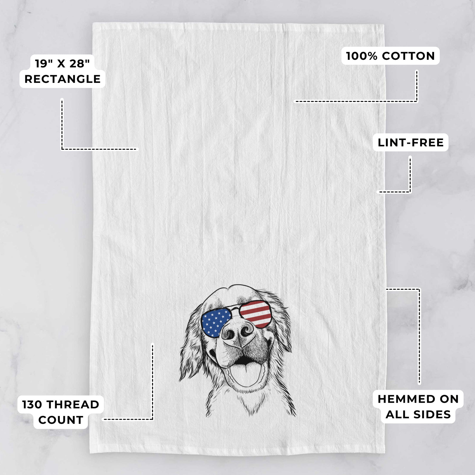 Jordy the Golden Retriever Tea Towel