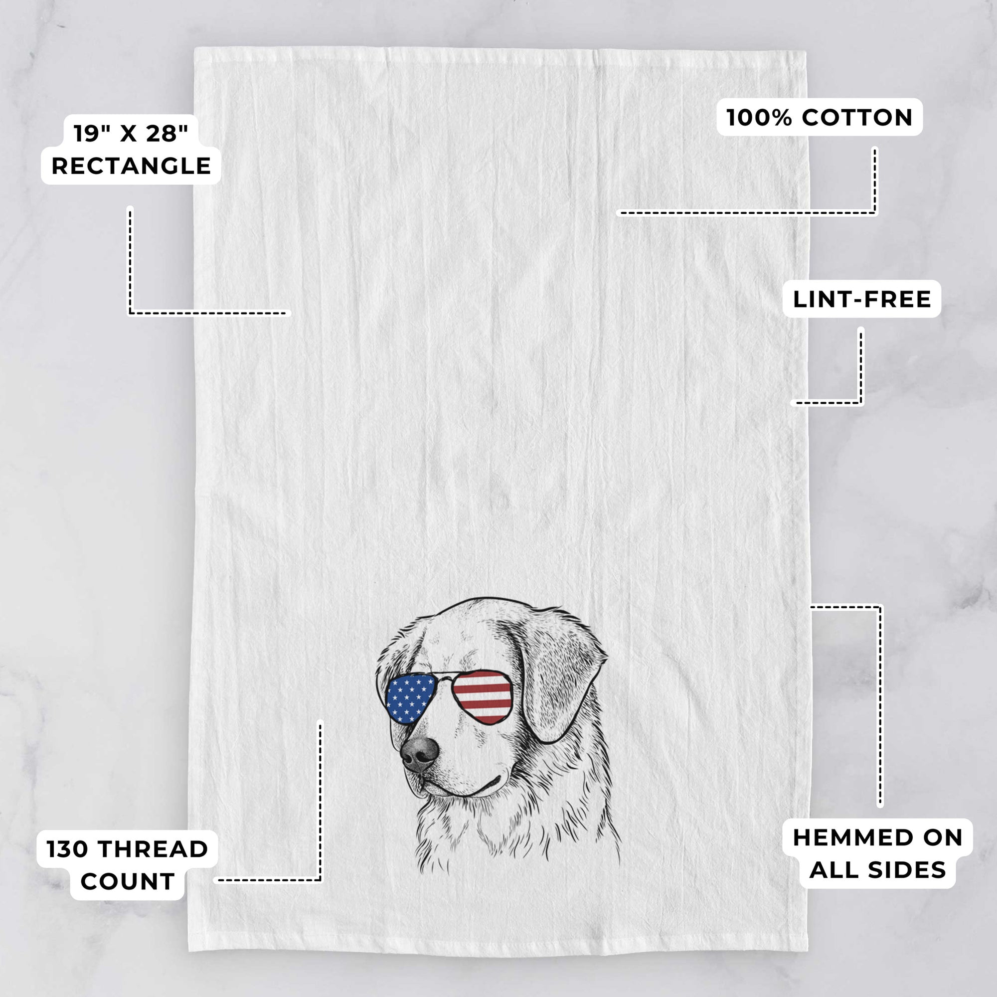 Kula the Golden Retriever Tea Towel