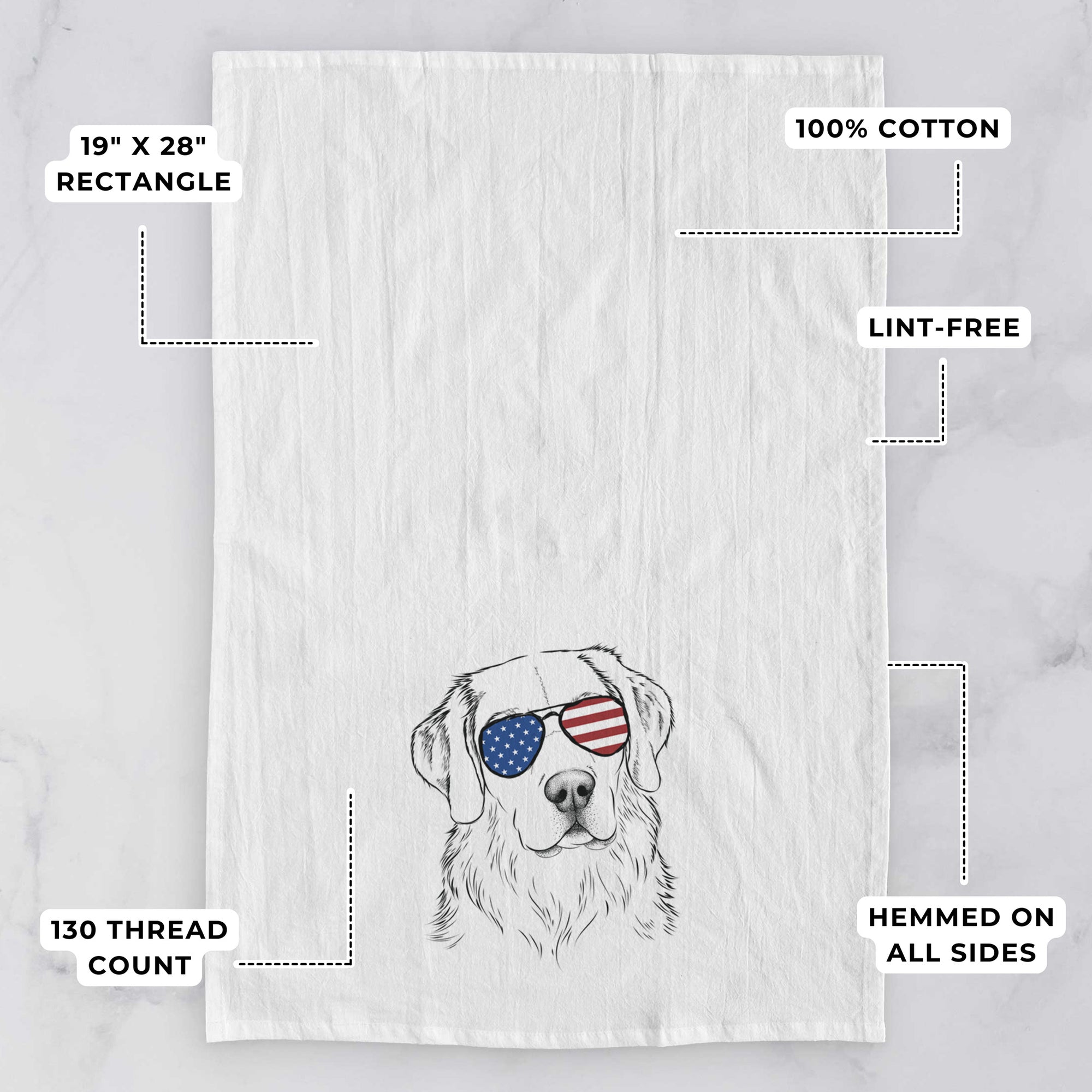 Kula the Golden Retriever Tea Towel