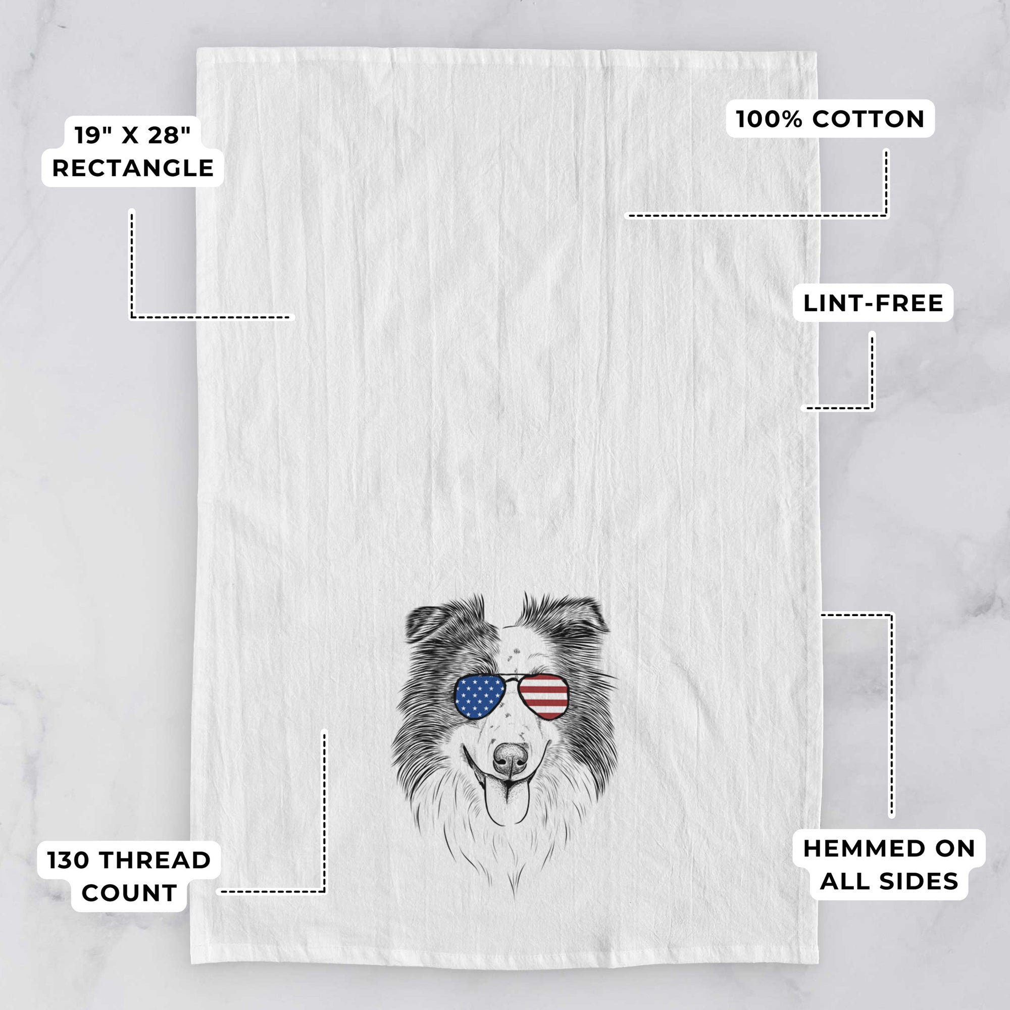 Lady Bug the Border Collie Tea Towel