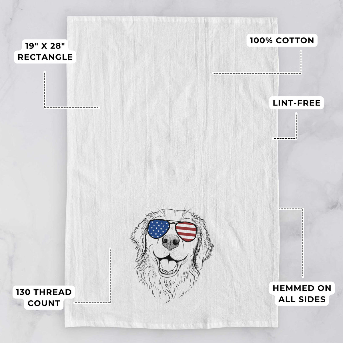 Legend the Golden Retriever Tea Towel