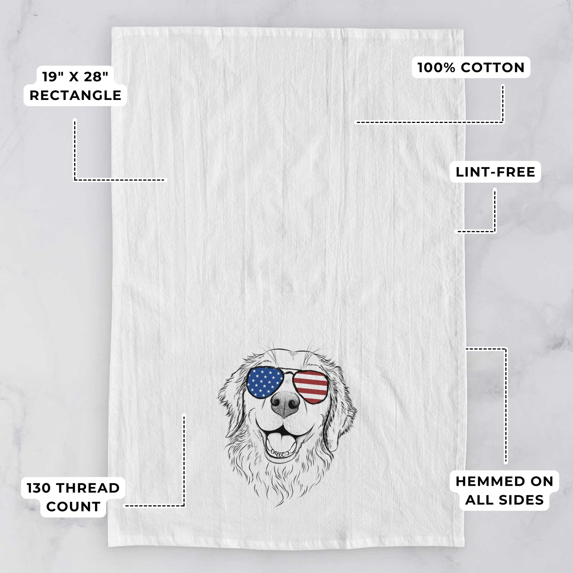 Legend the Golden Retriever Tea Towel