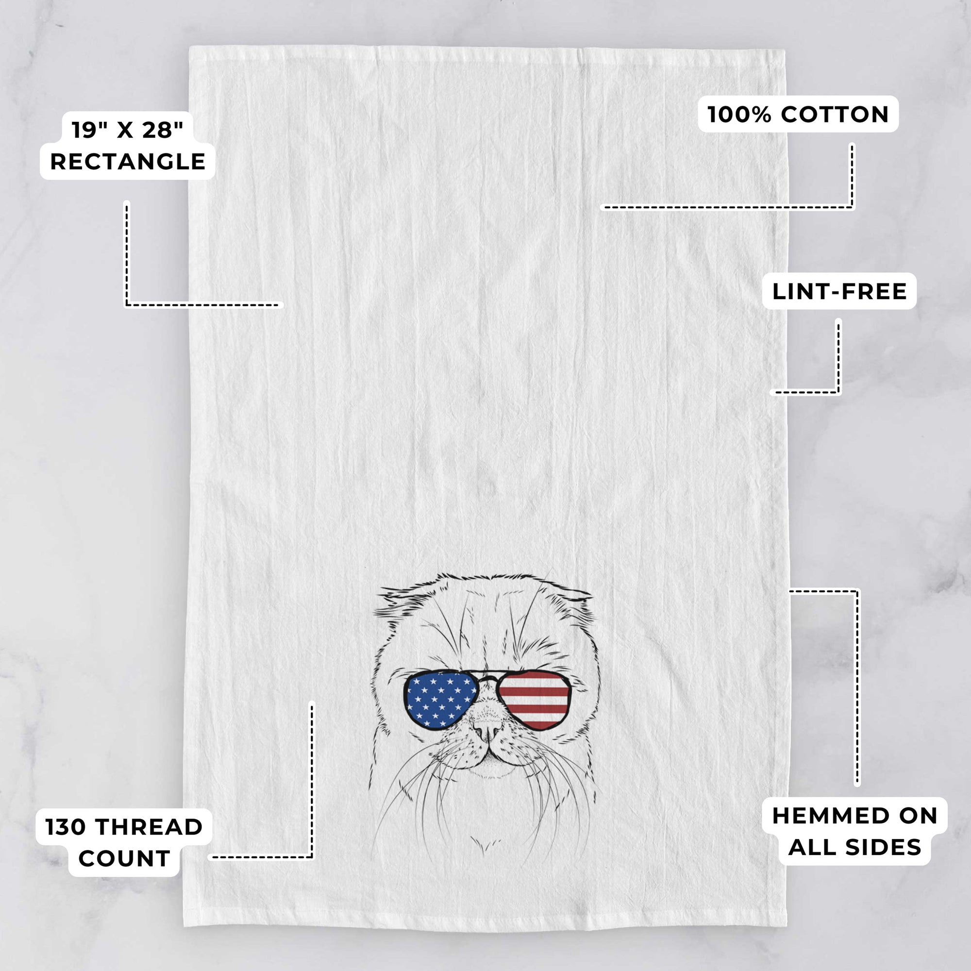 Lina the Exotic Fold Cat Tea Towel