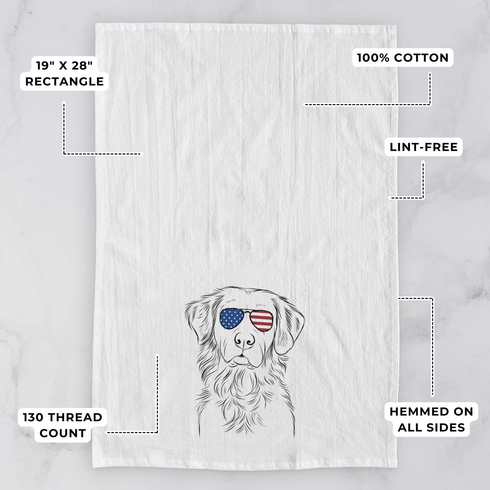 Linden the Golden Retriever Tea Towel