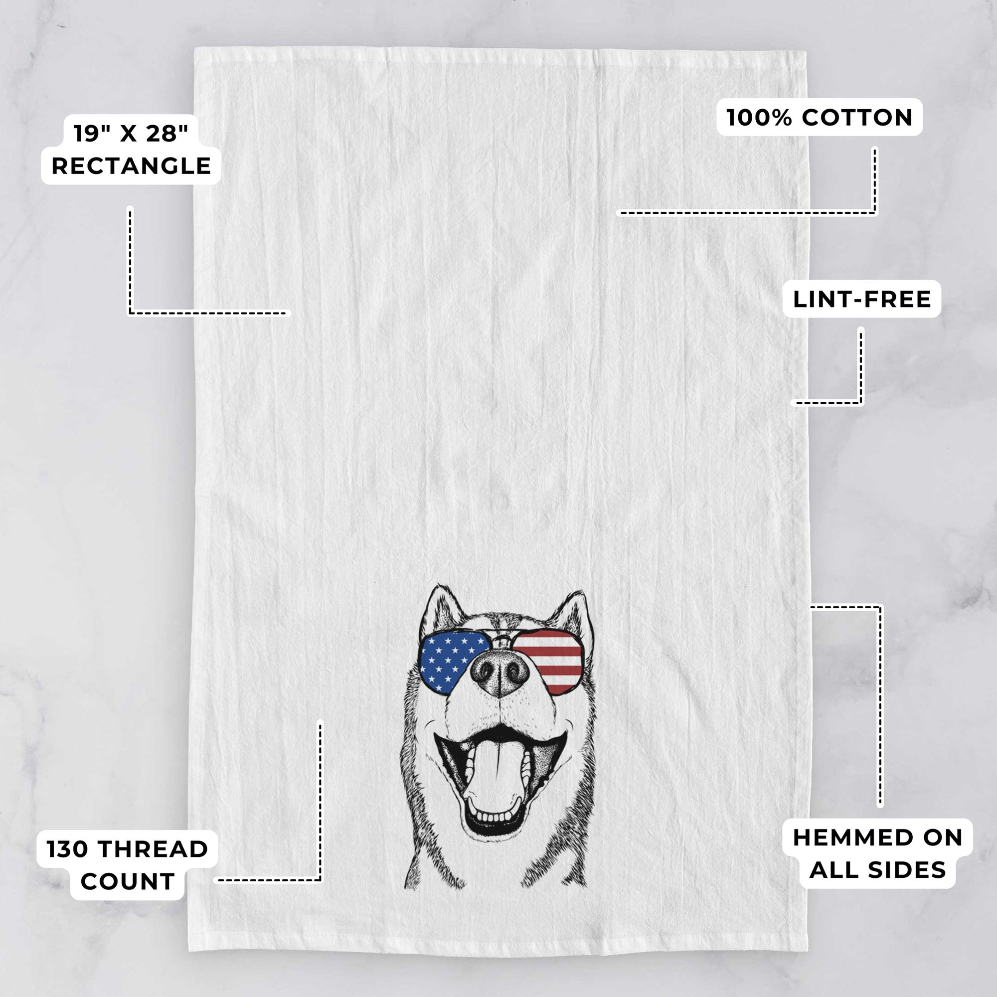 Little Country the Siberian Husky Tea Towel