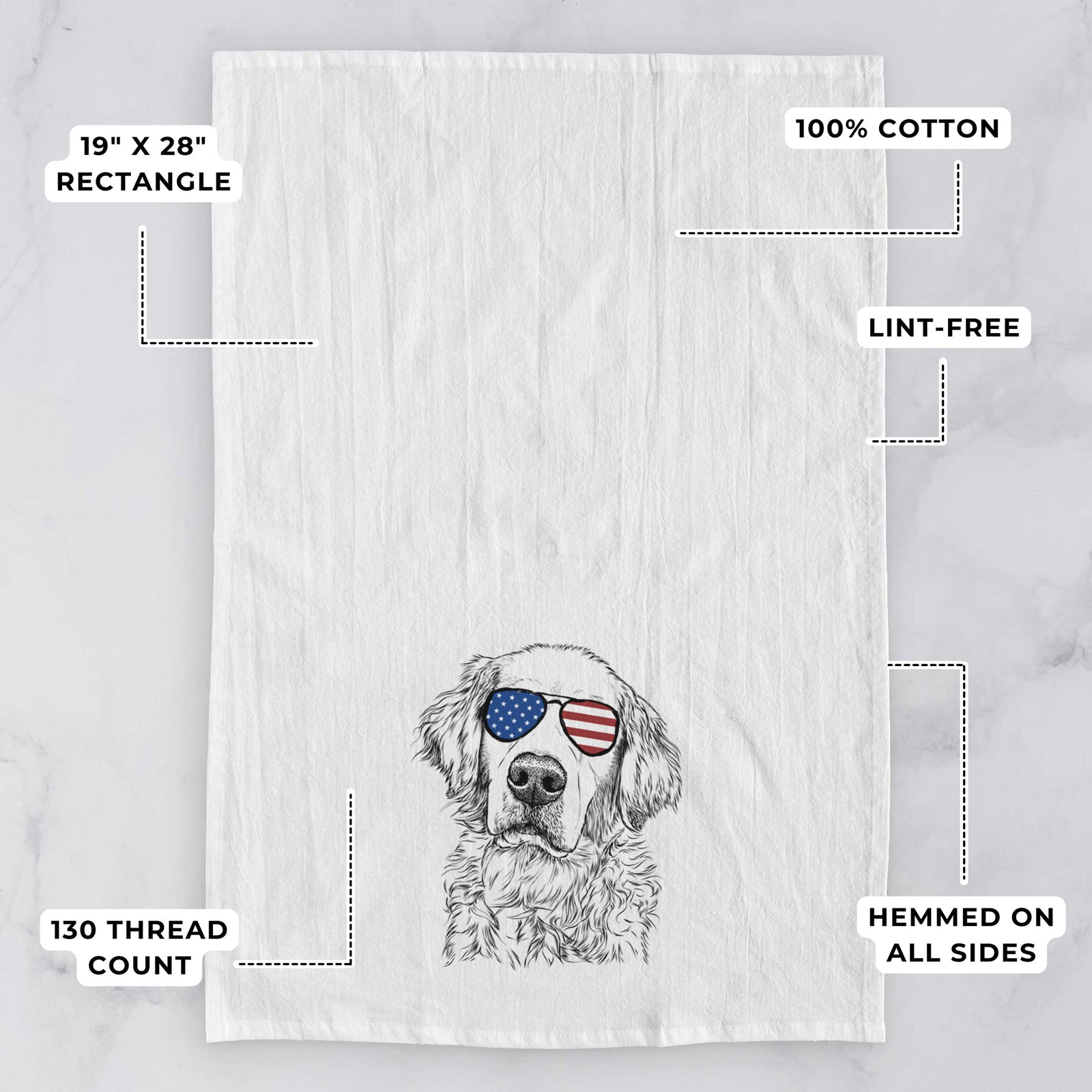 Loganator the Golden Retriever Tea Towel