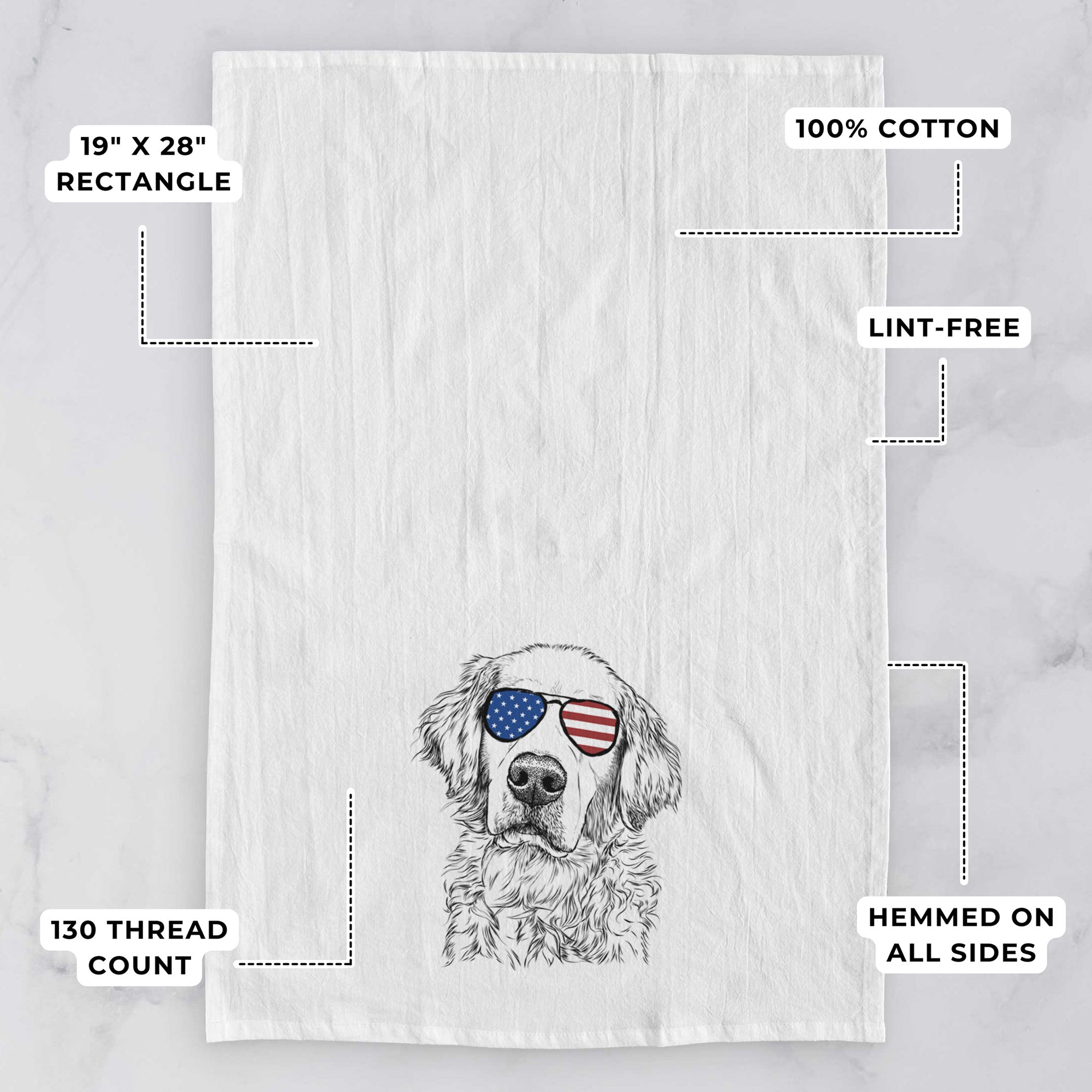 Loganator the Golden Retriever Tea Towel