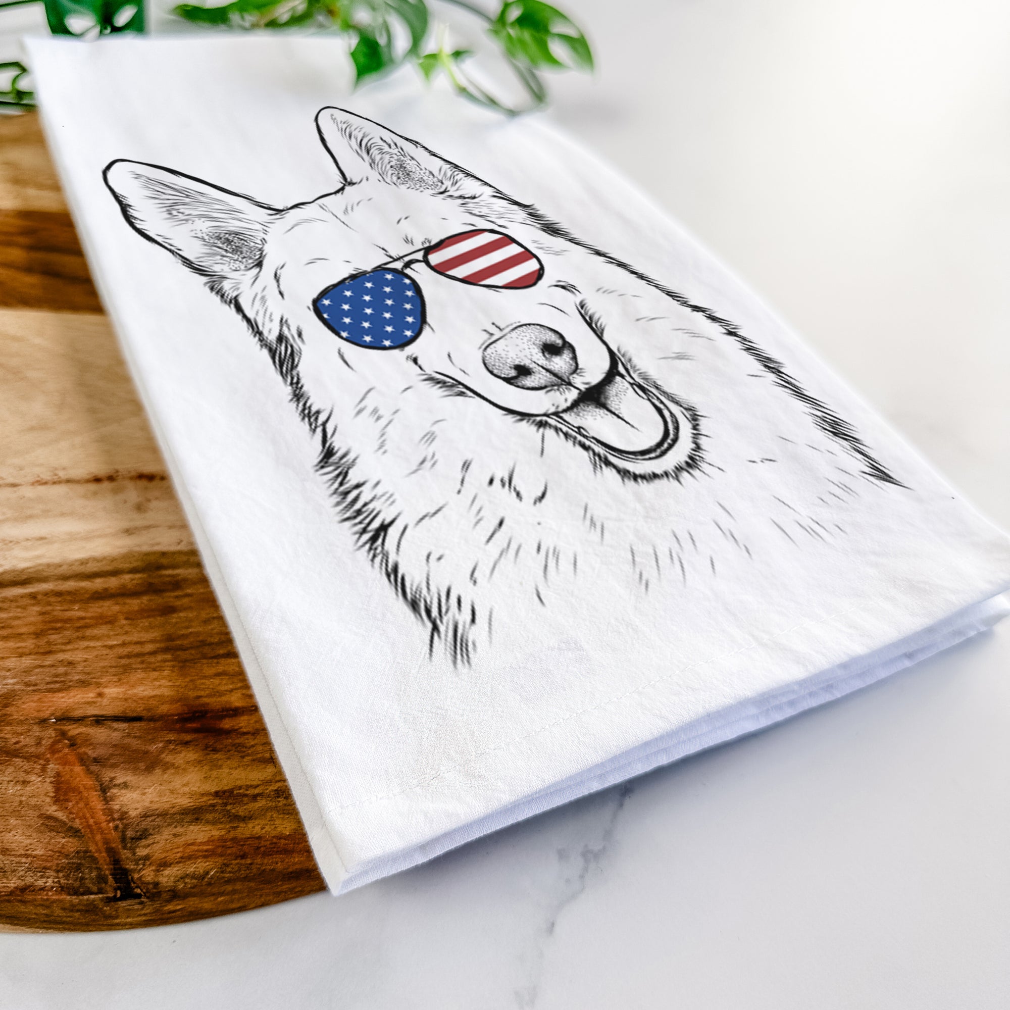 Loki the Husky Shepherd Mix Tea Towel