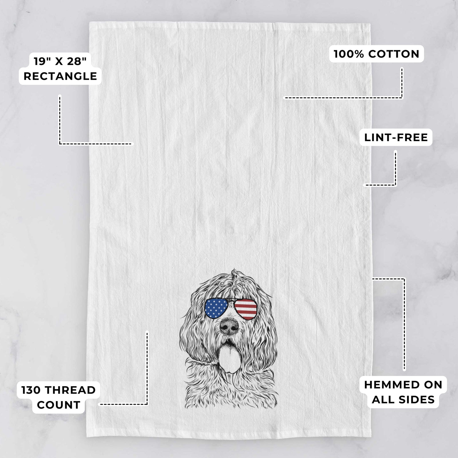 Lou the Otterhound Tea Towel
