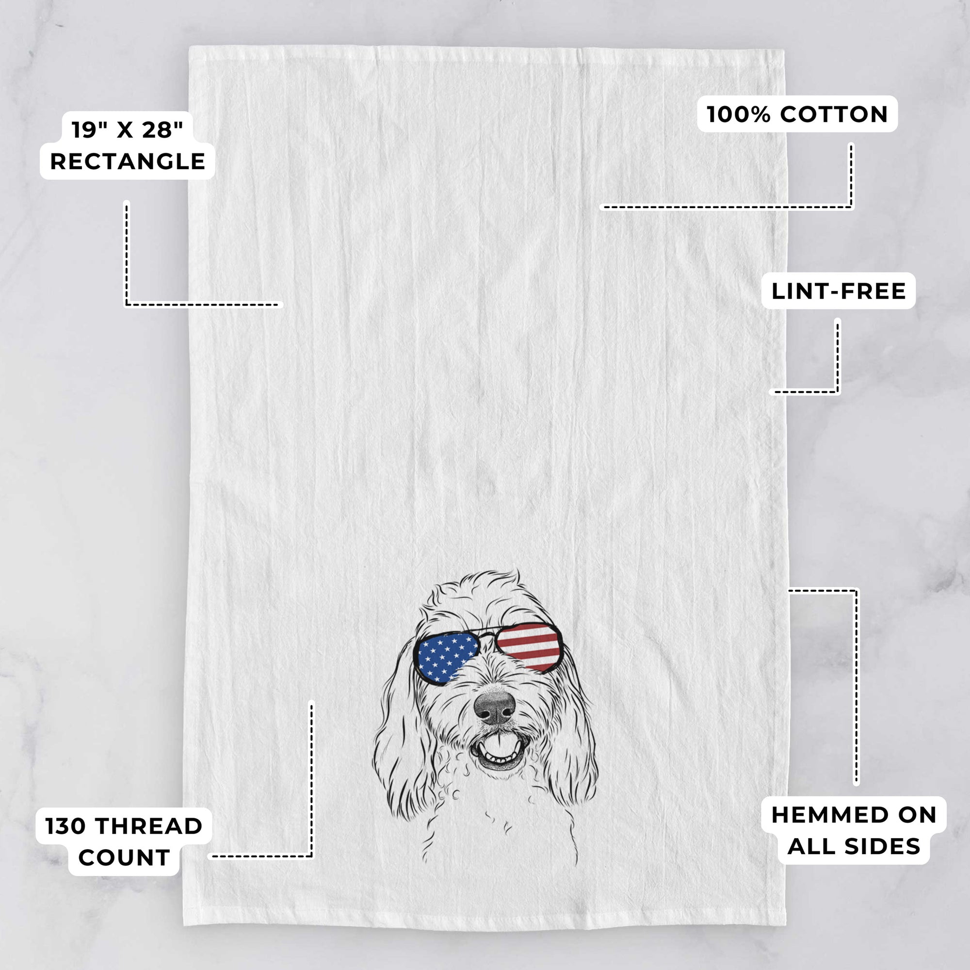 Louie the Coton de Tulear Tea Towel