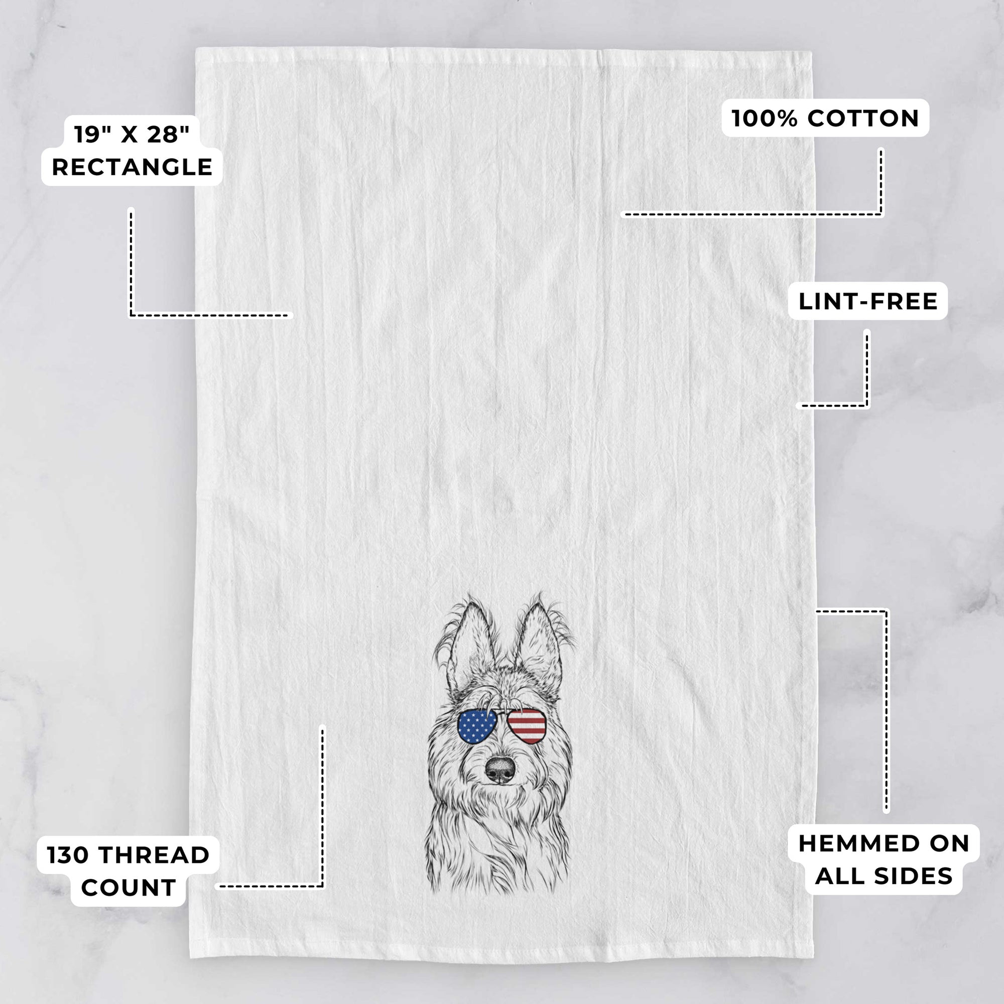 Luna the Berger Picard Tea Towel