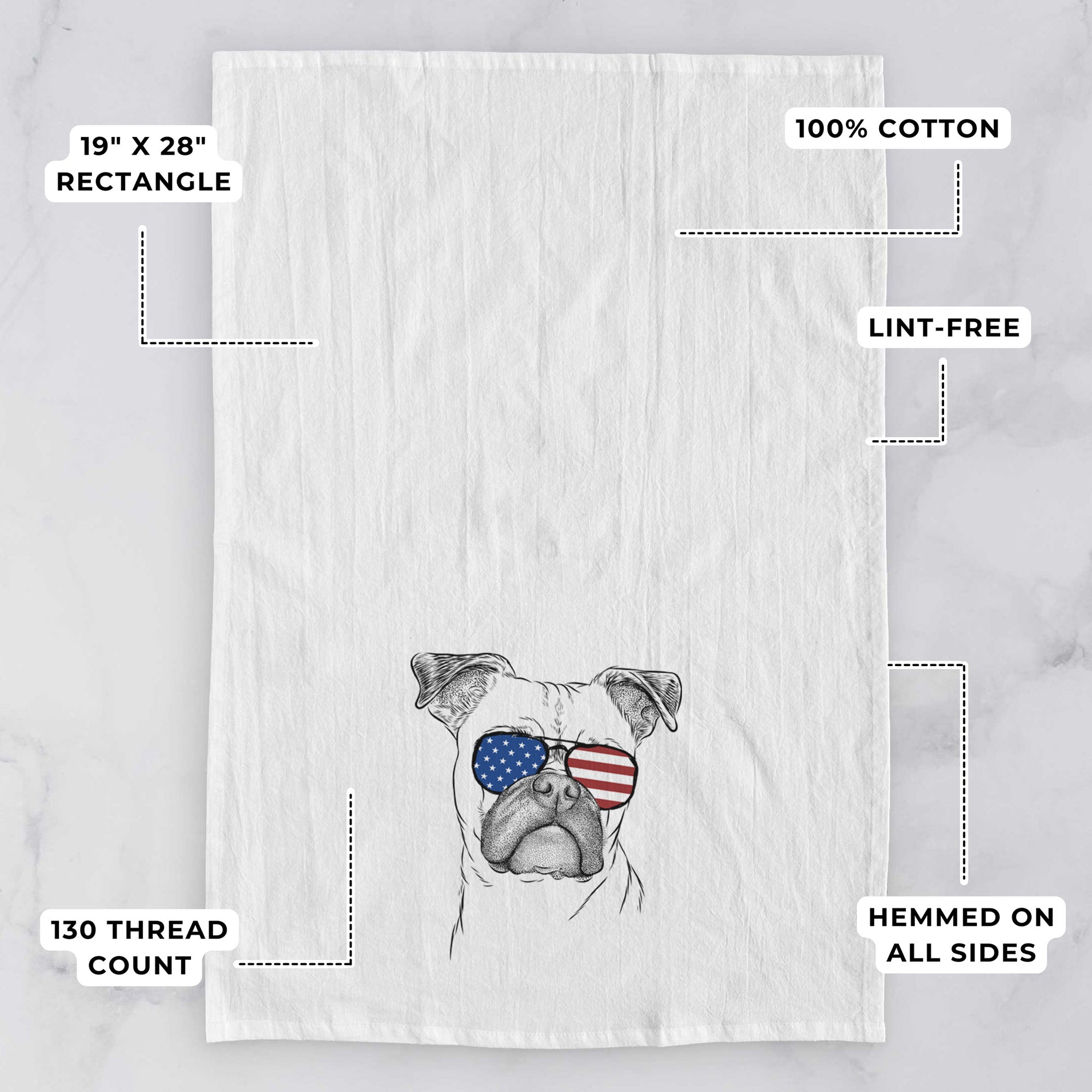 Mack the Bugg (Boston Terrier/Pug) Tea Towel