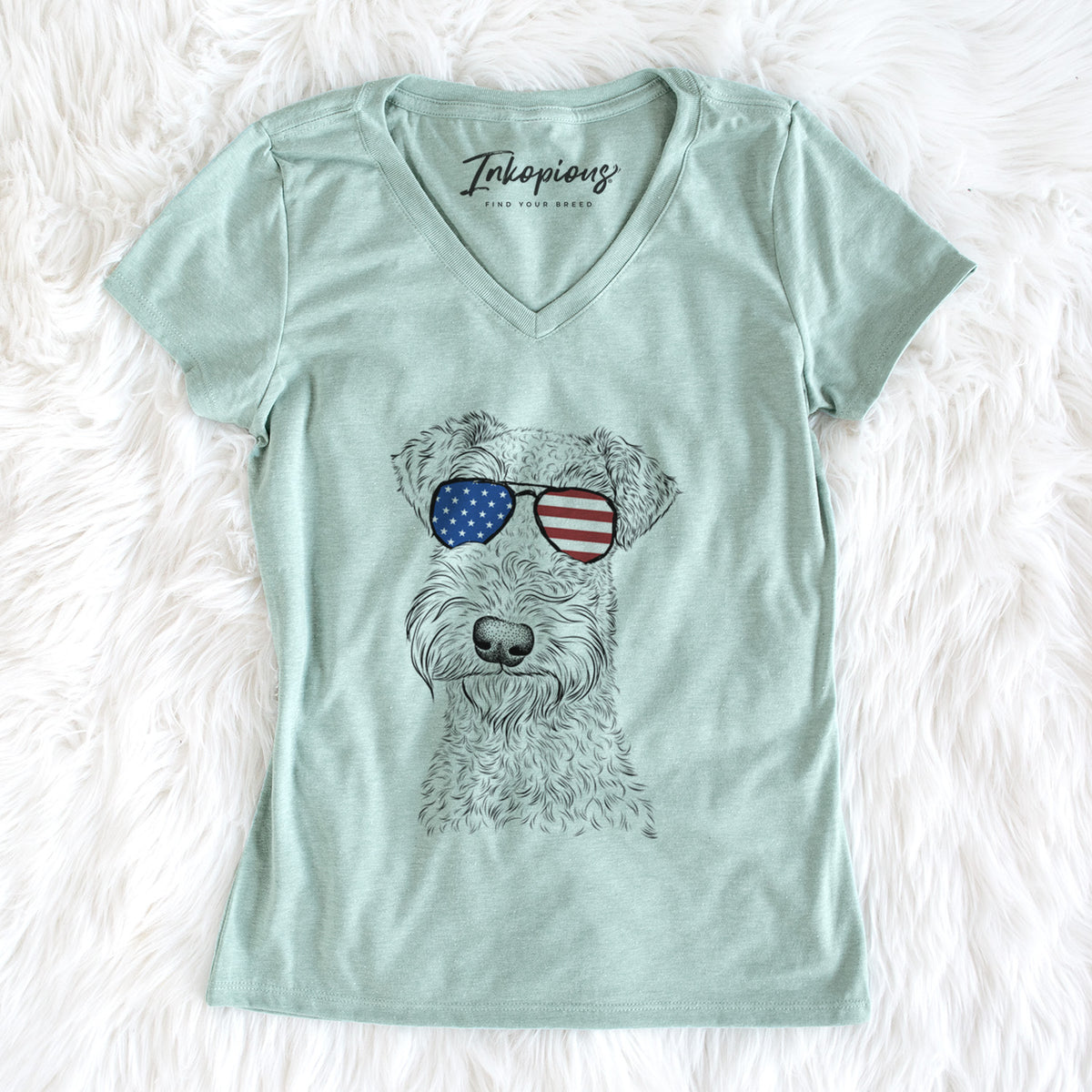 USA Roc Haven Maggie May the Airedale Terrier - Women's Perfect V-neck Shirt
