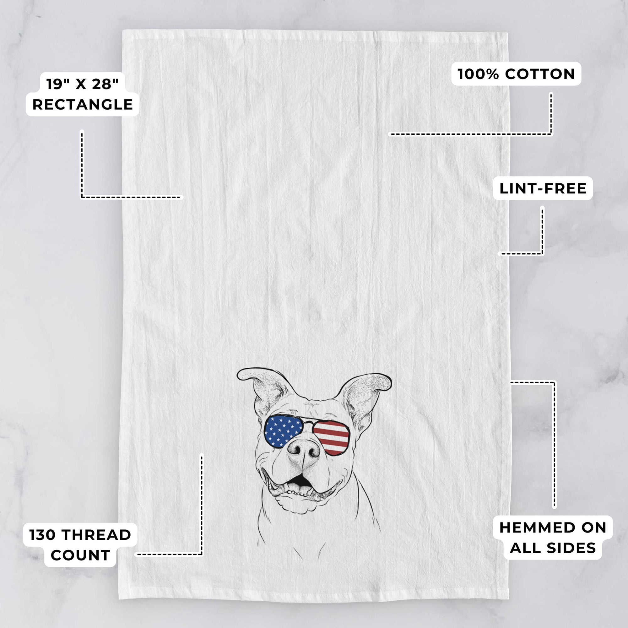 Malibu the Staffordshire Terrier/Pitbull Mix Tea Towel