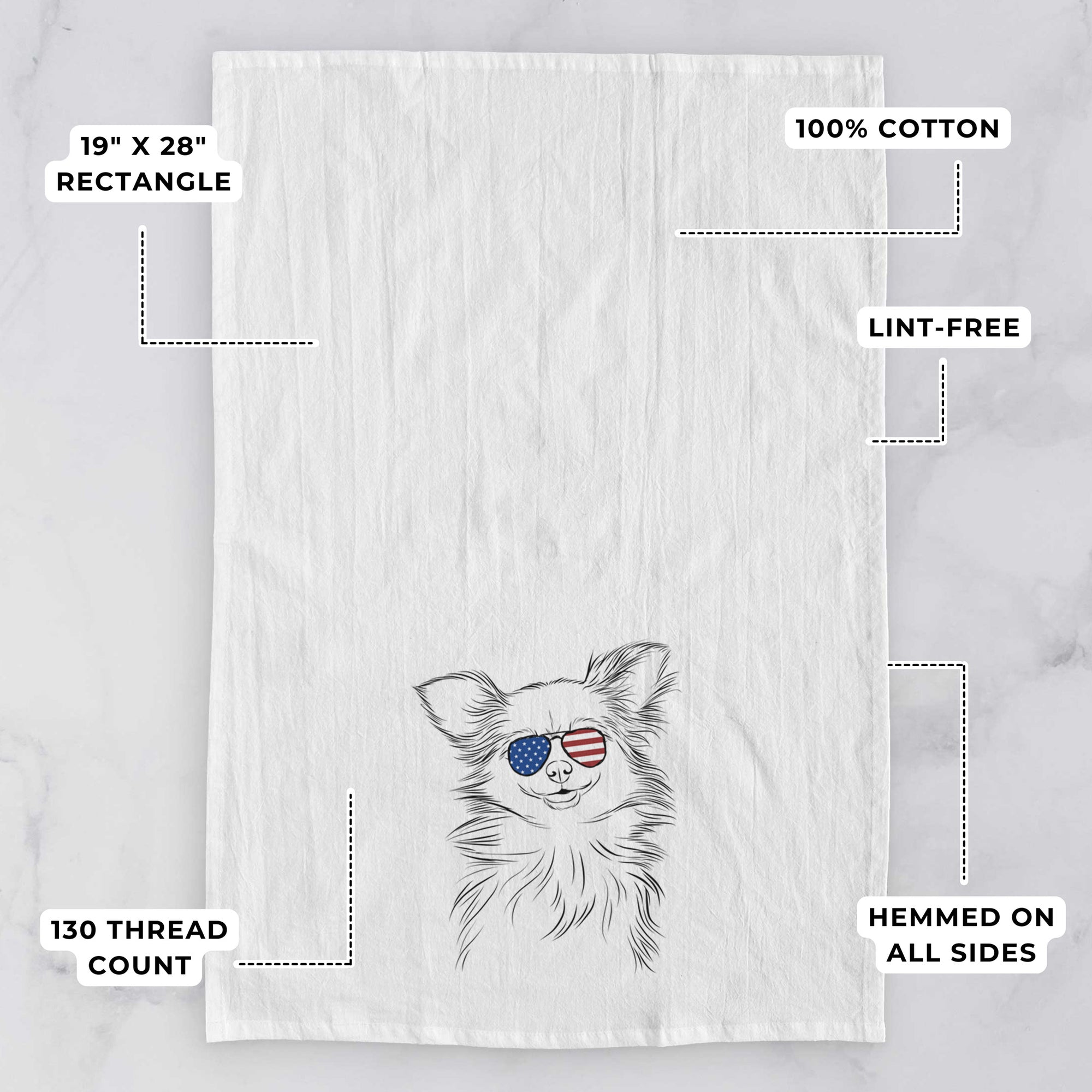 Marzi the Long Haired Chihuahua Tea Towel