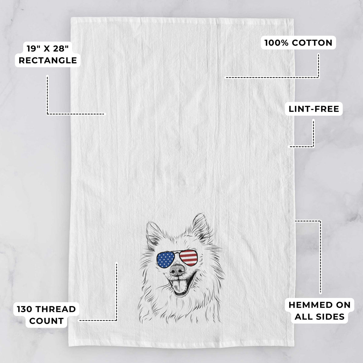 Miki the American Eskimo Tea Towel