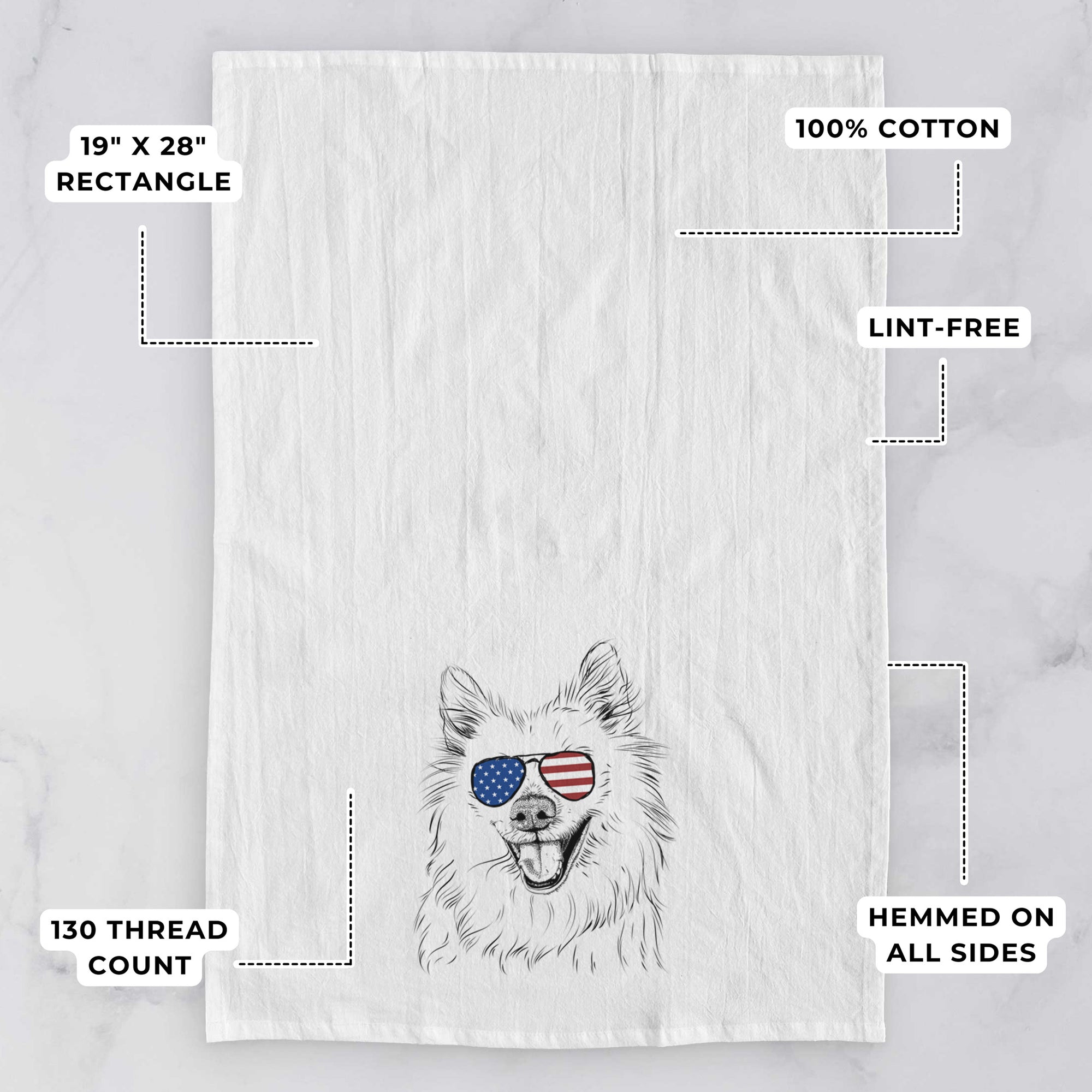 Miki the American Eskimo Tea Towel