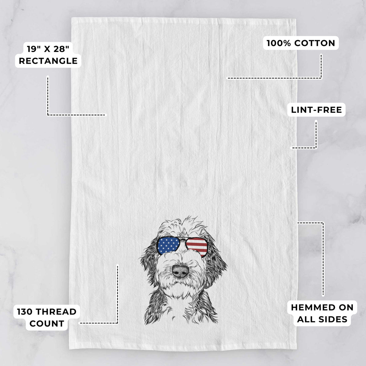Milo Fluff the Sheepadoodle Tea Towel