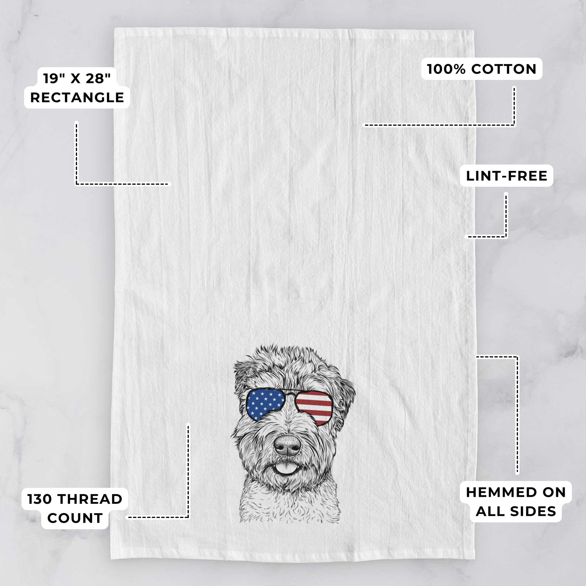 Milton the Soft Coated Wheaten Terrier Tea Towel