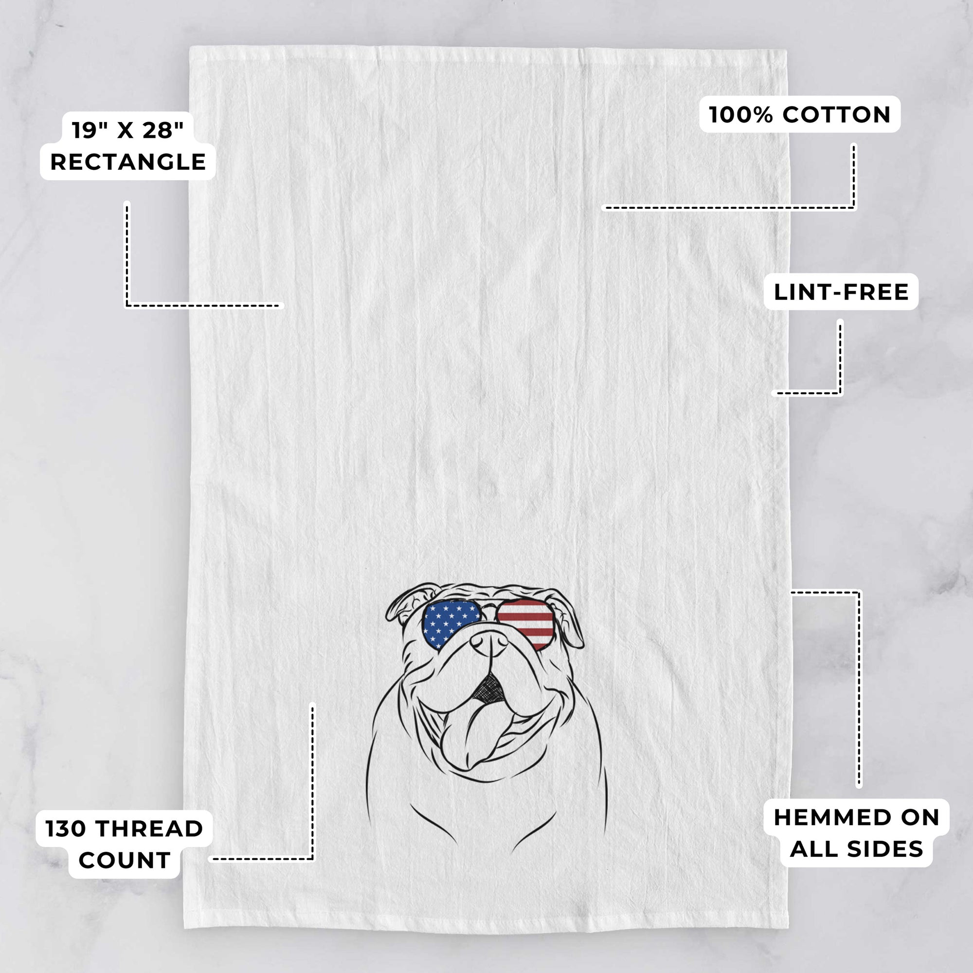 Missy Moo the English Bulldog Tea Towel