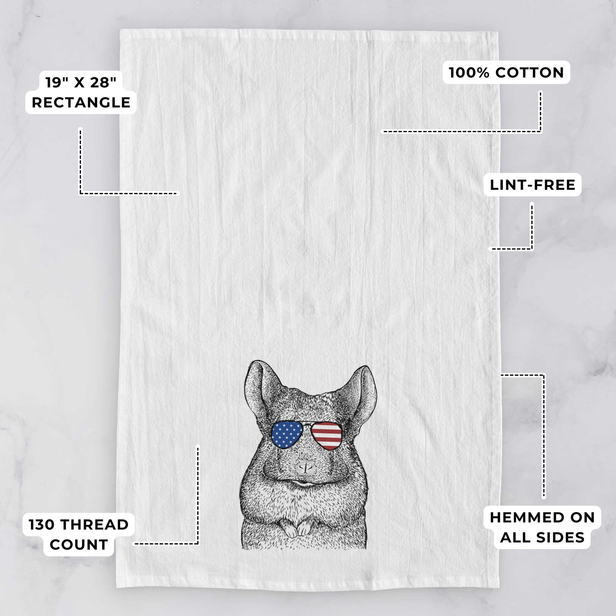 Mojo the Chinchilla Tea Towel