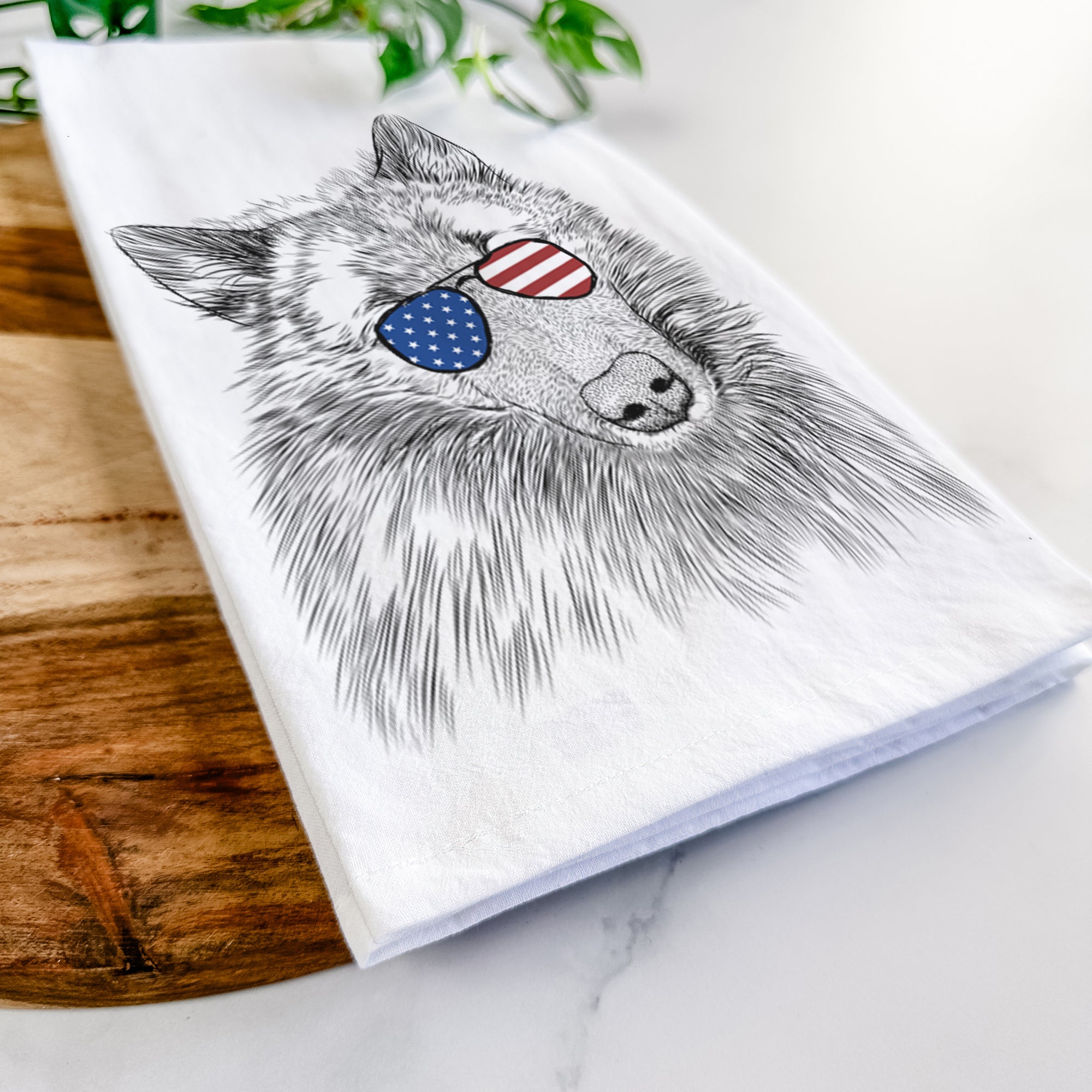 Mr. Maverick the Keeshond Tea Towel